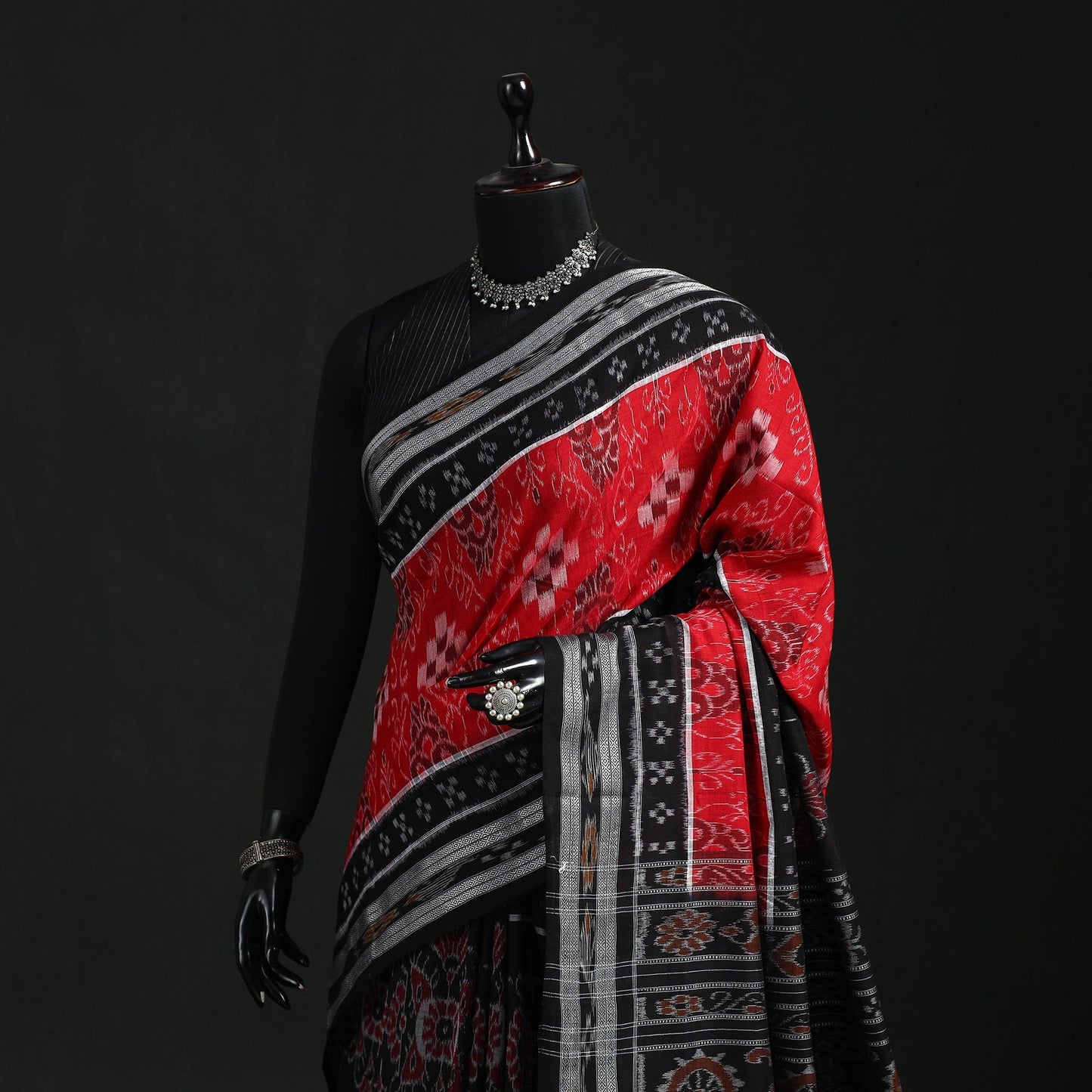 Ikat handloom cotton sambalpuri saree 08 - handcrafted
