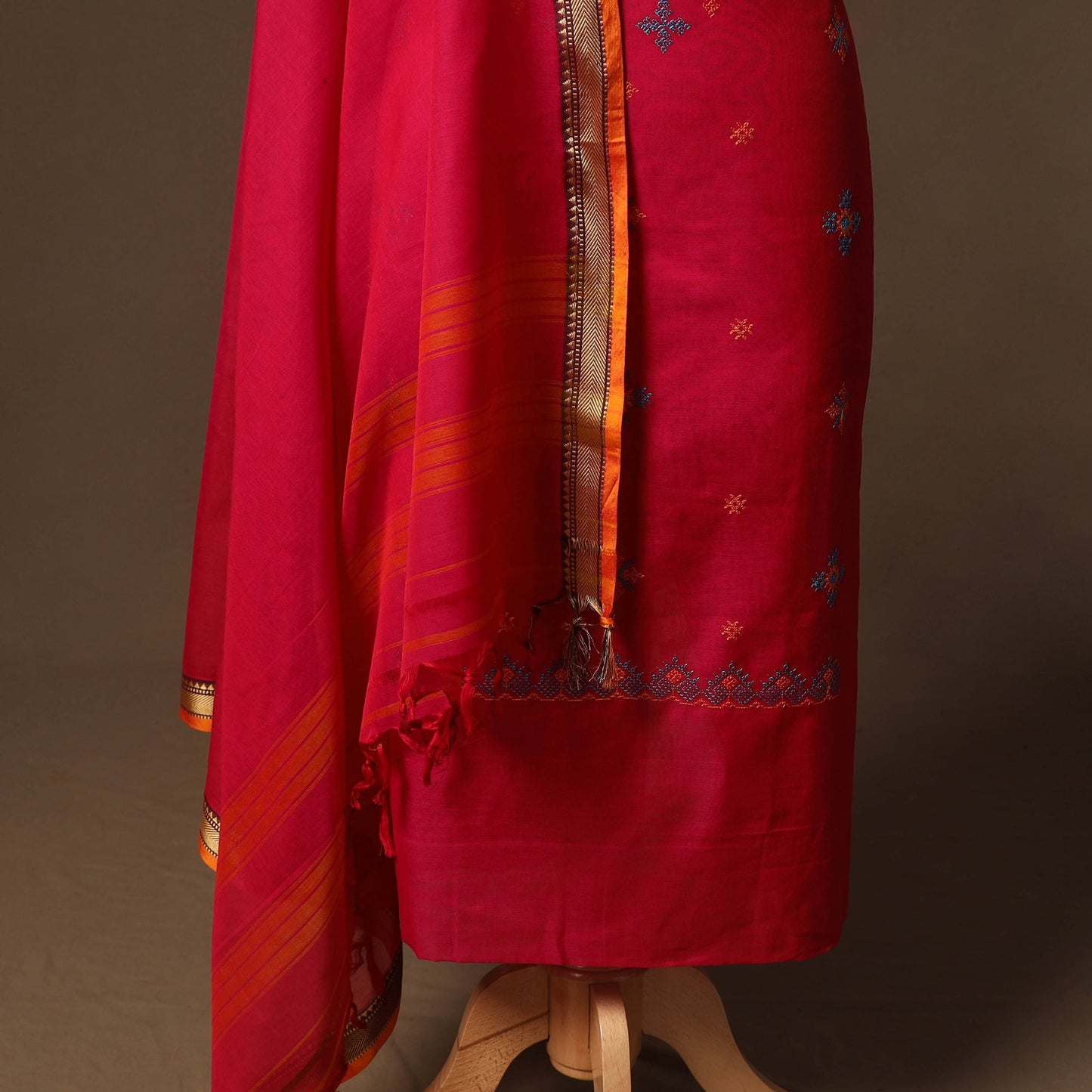 Ilkal kasuti embroidery cotton 3pc unstitched dress
