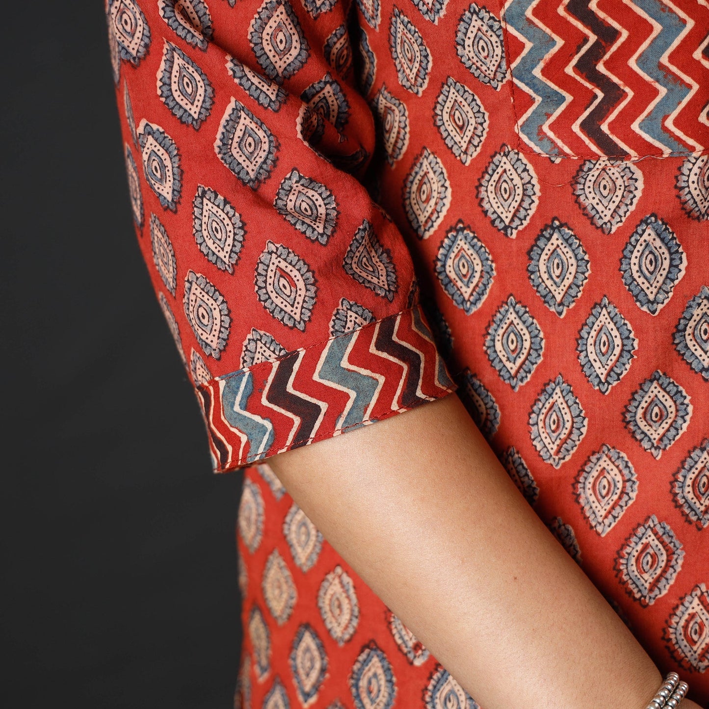 Buy Ajrakh Block Printing Cotton Long Kurta for Women