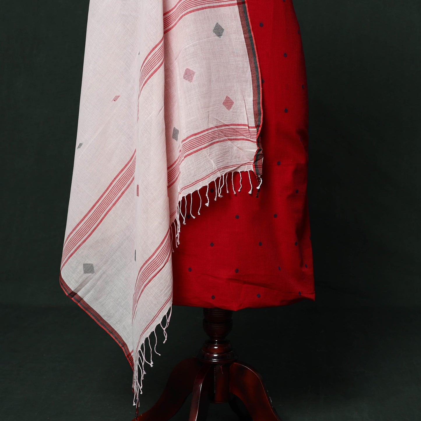 Jacquard cotton 2pc unstitched dress material with earrings