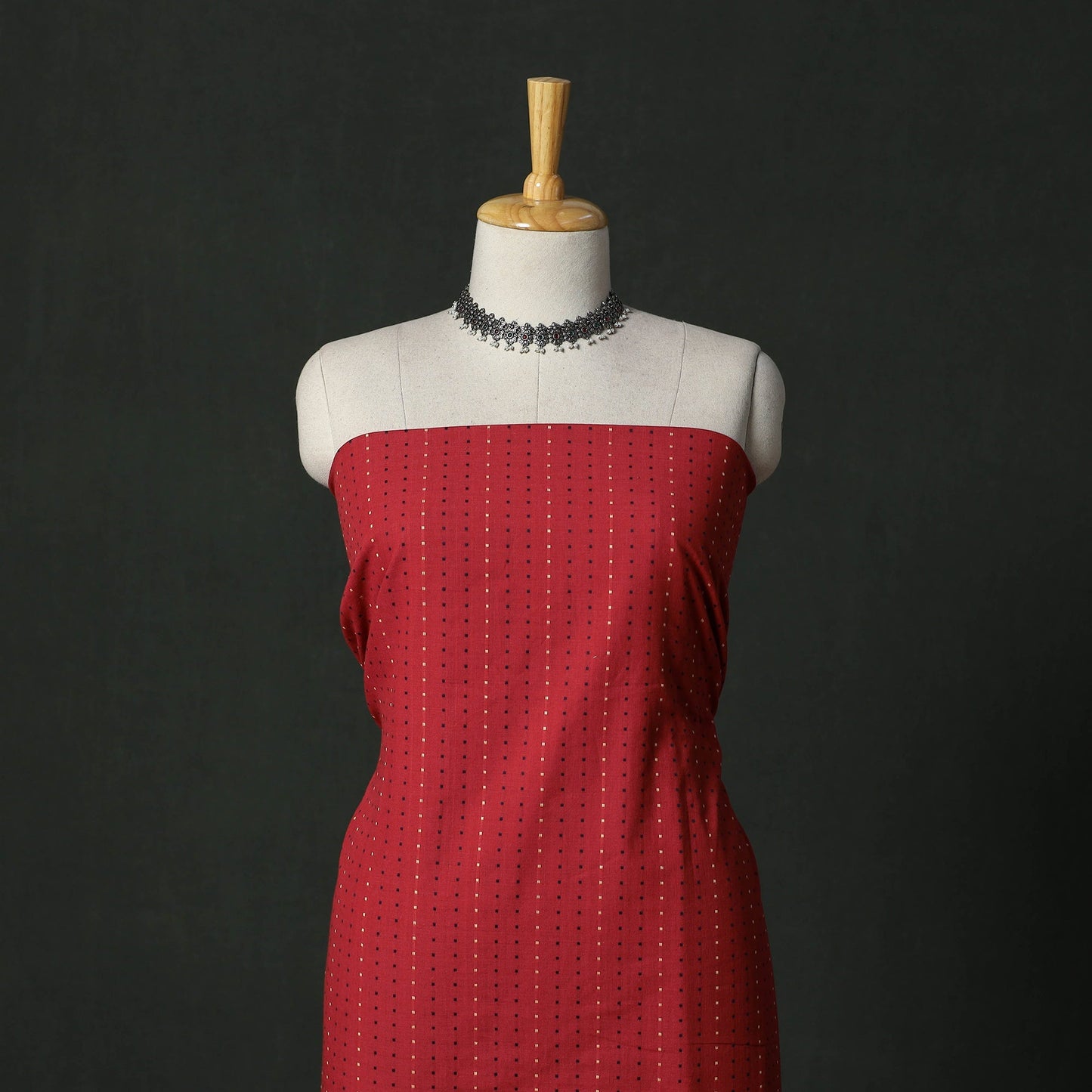 Jacquard cotton 2pc unstitched dress material with earrings