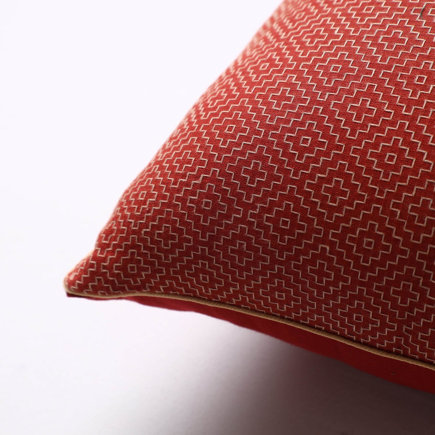 Red Jacquard Cotton Fabric Cushion Cover