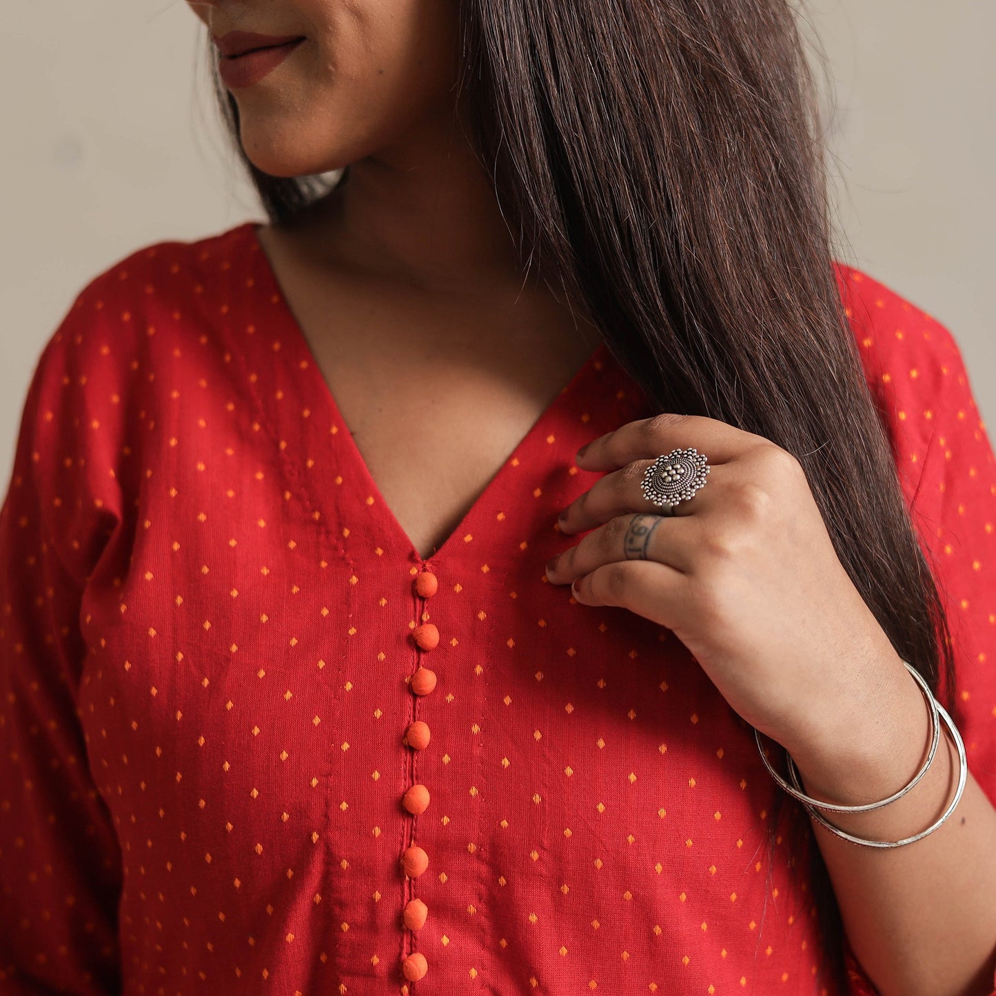 Jacquard Cotton A-Line Kurta for Women