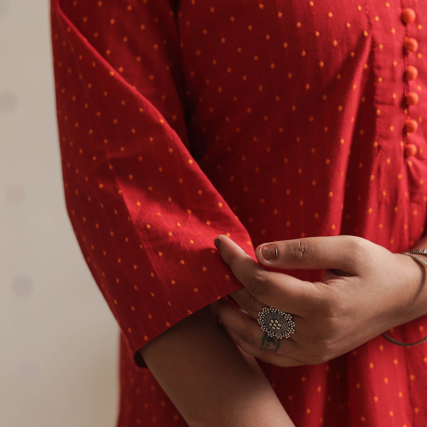 Jacquard Cotton A-Line Kurta for Women