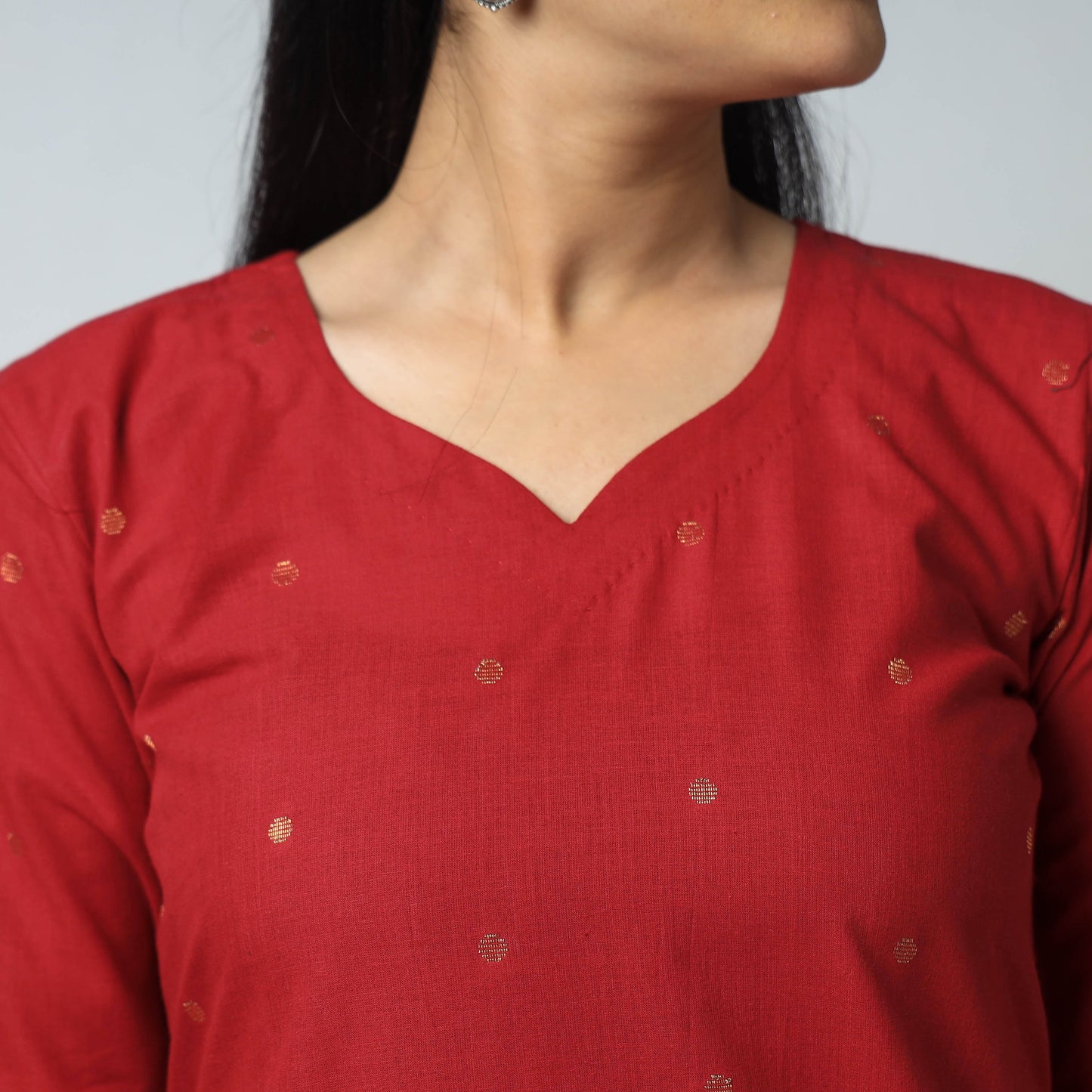 Jacquard Cotton Long Kurta for Women