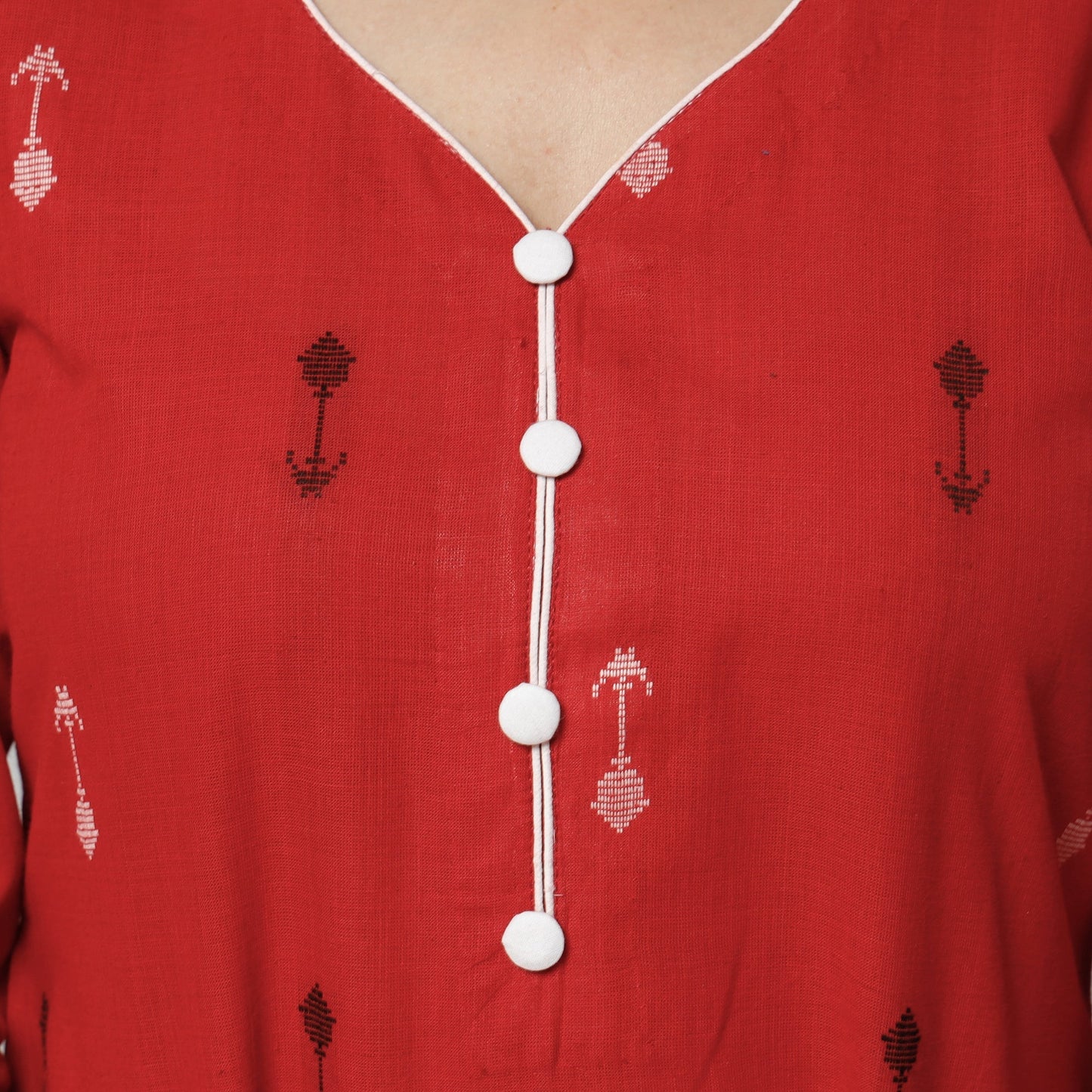 Jacquard Cotton Long Kurta for Women