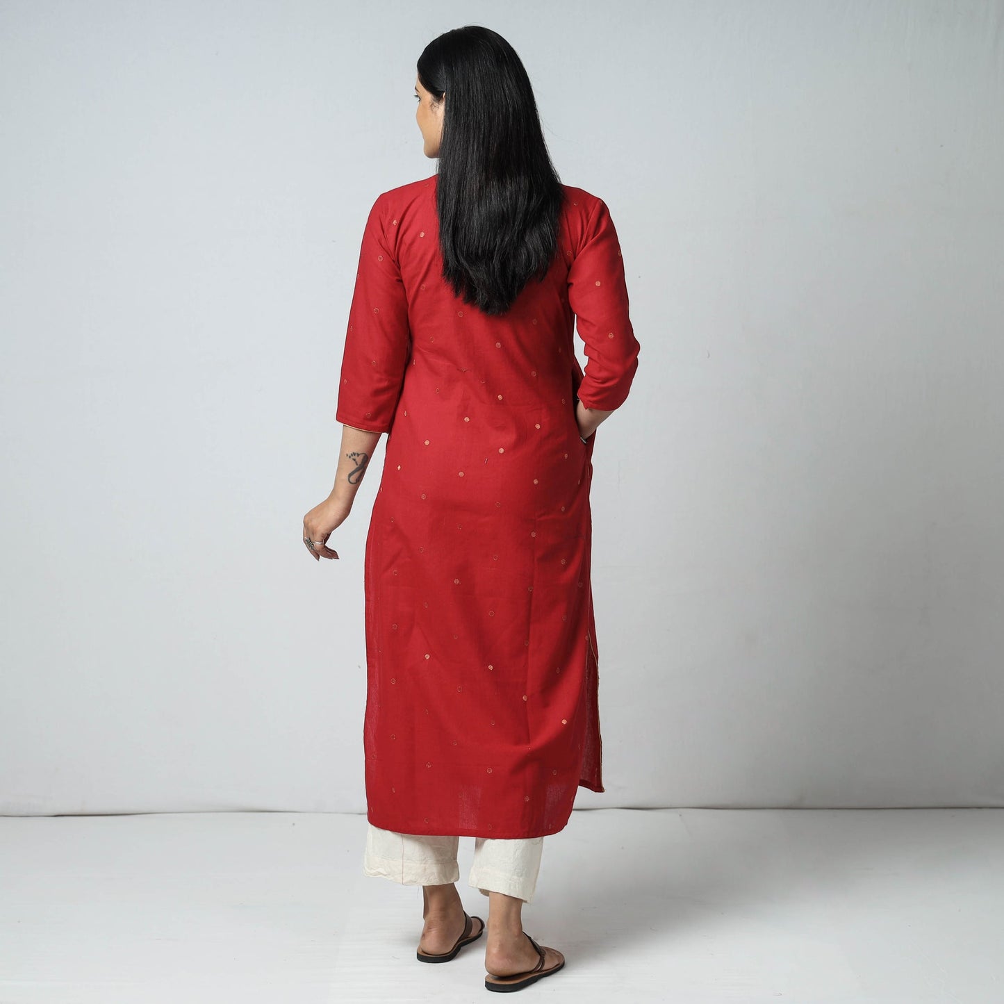 Jacquard Cotton Long Kurta for Women