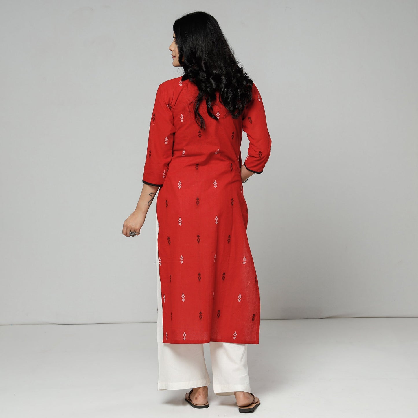 Buy Jacquard Cotton Long Kurta for Women