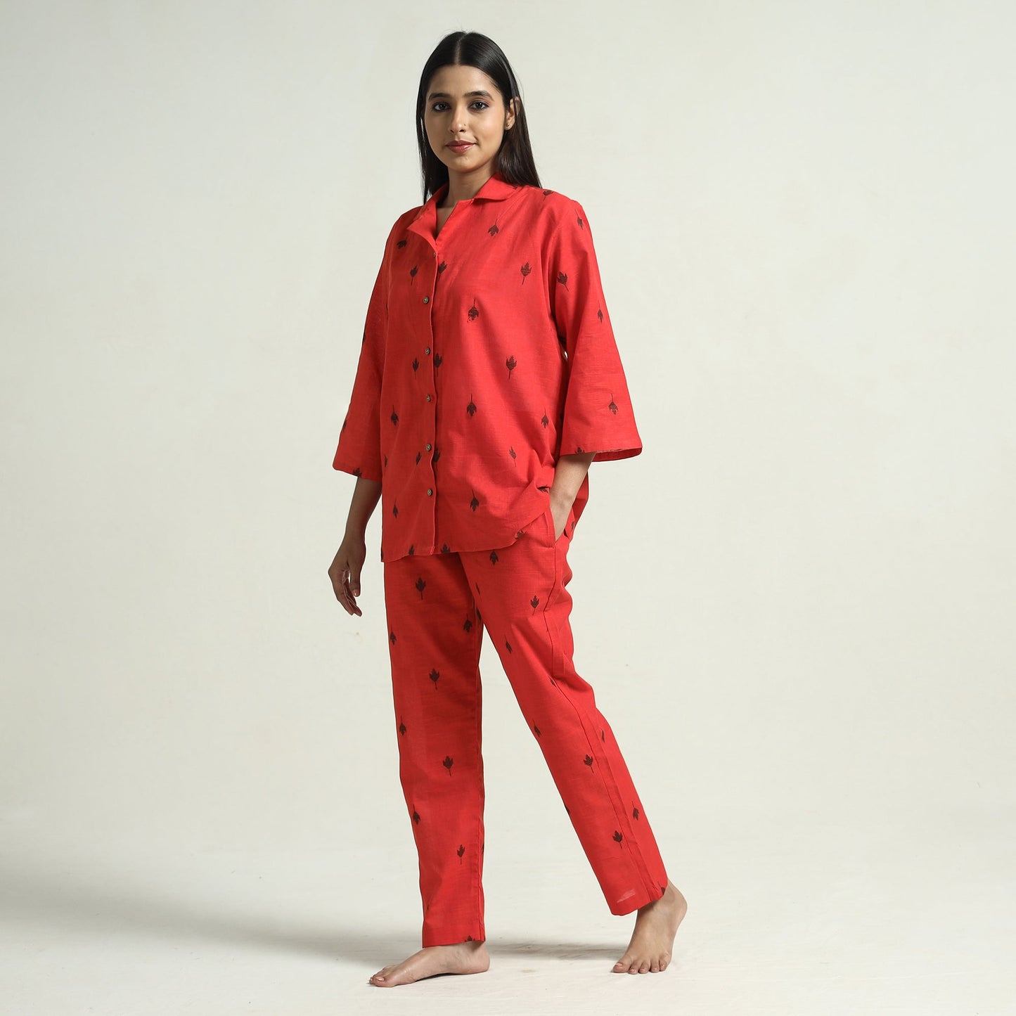 Buy Jacquard Cotton Top & Pyjama Night Suit Set Online at iTokri.com