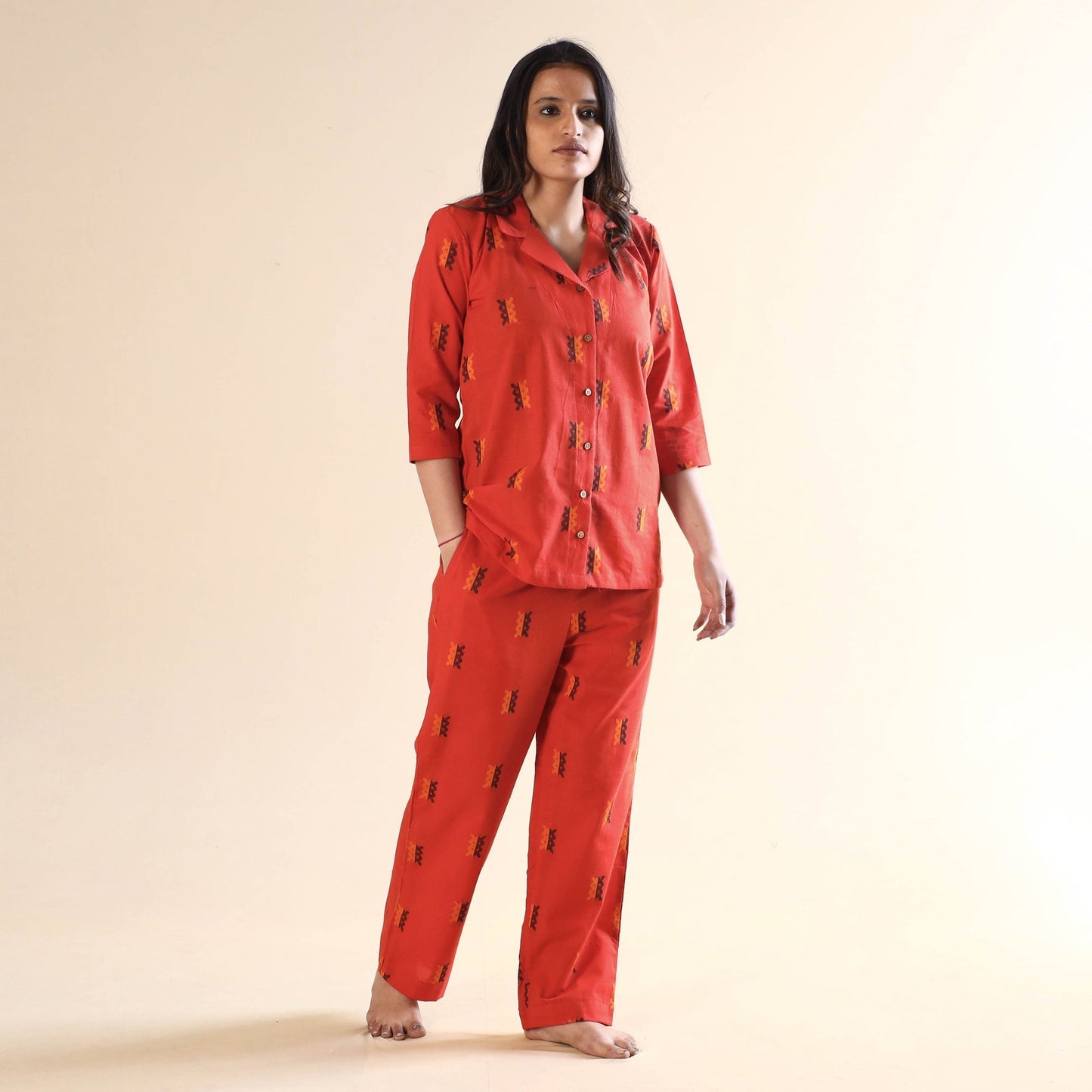 Buy Jacquard Cotton Top & Pyjama Night Suit Set Online at iTokri.com