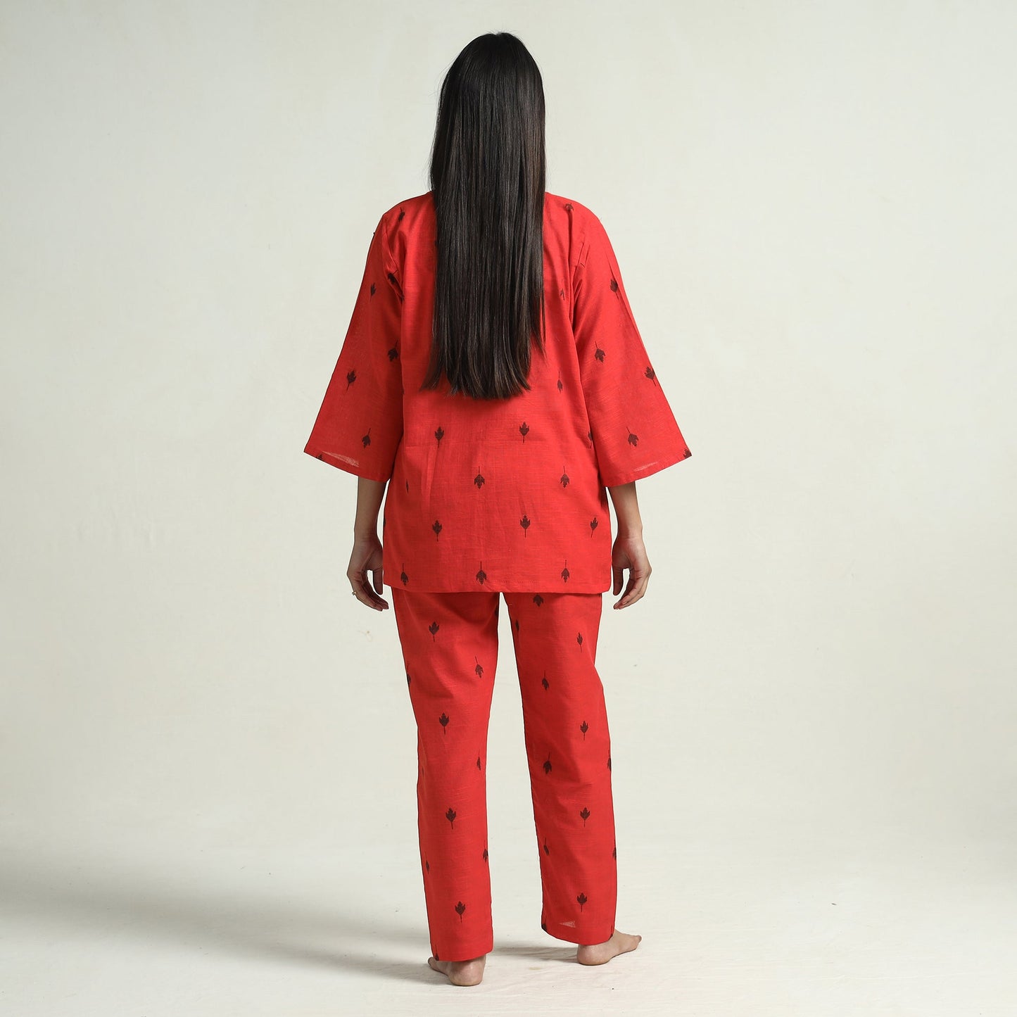 Buy Jacquard Cotton Top & Pyjama Night Suit Set Online at iTokri.com
