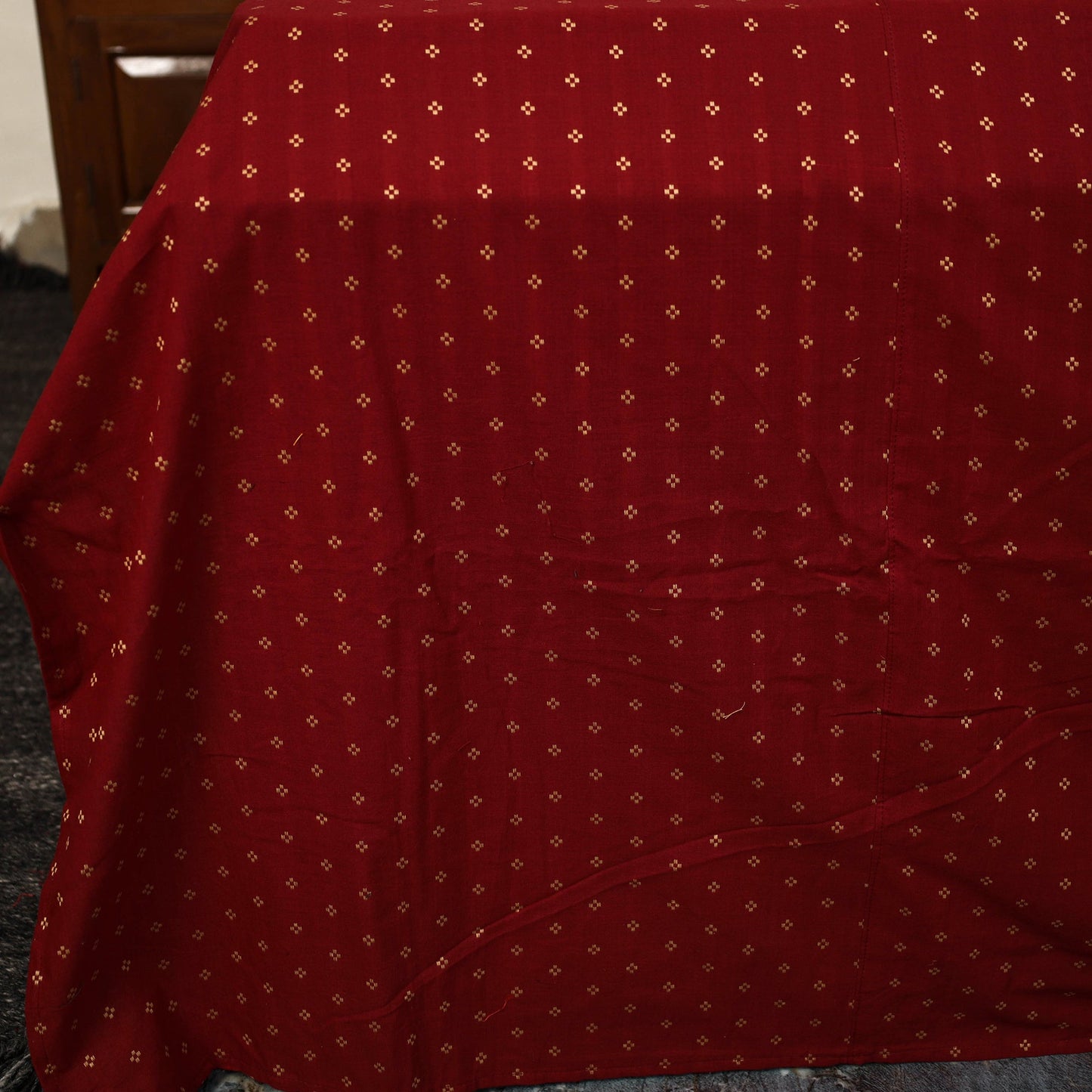 Red - jacquard patchwork cotton double bed cover