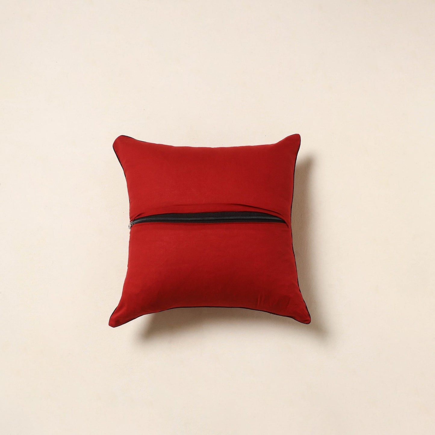 Red - jacquard weave cotton cushion cover 03 - handcrafted