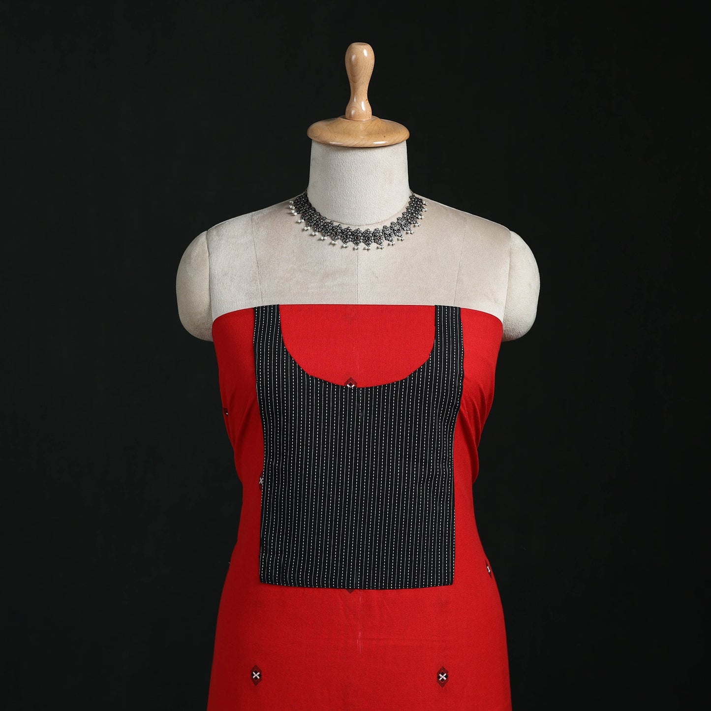 Jacquard weave cotton patchwork unstitched kurta material