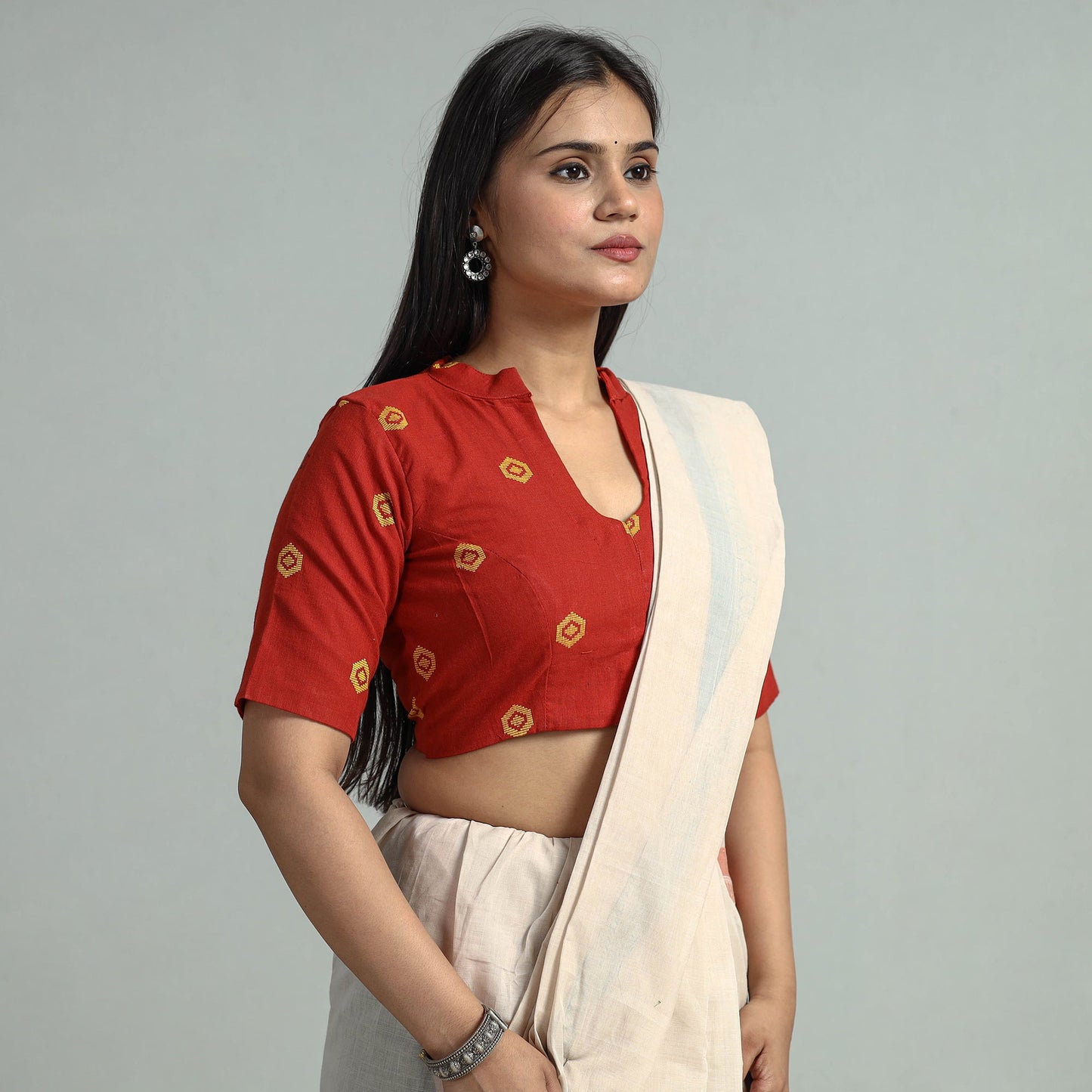 Buy Jacquard Weave Cotton Stitched Blouse