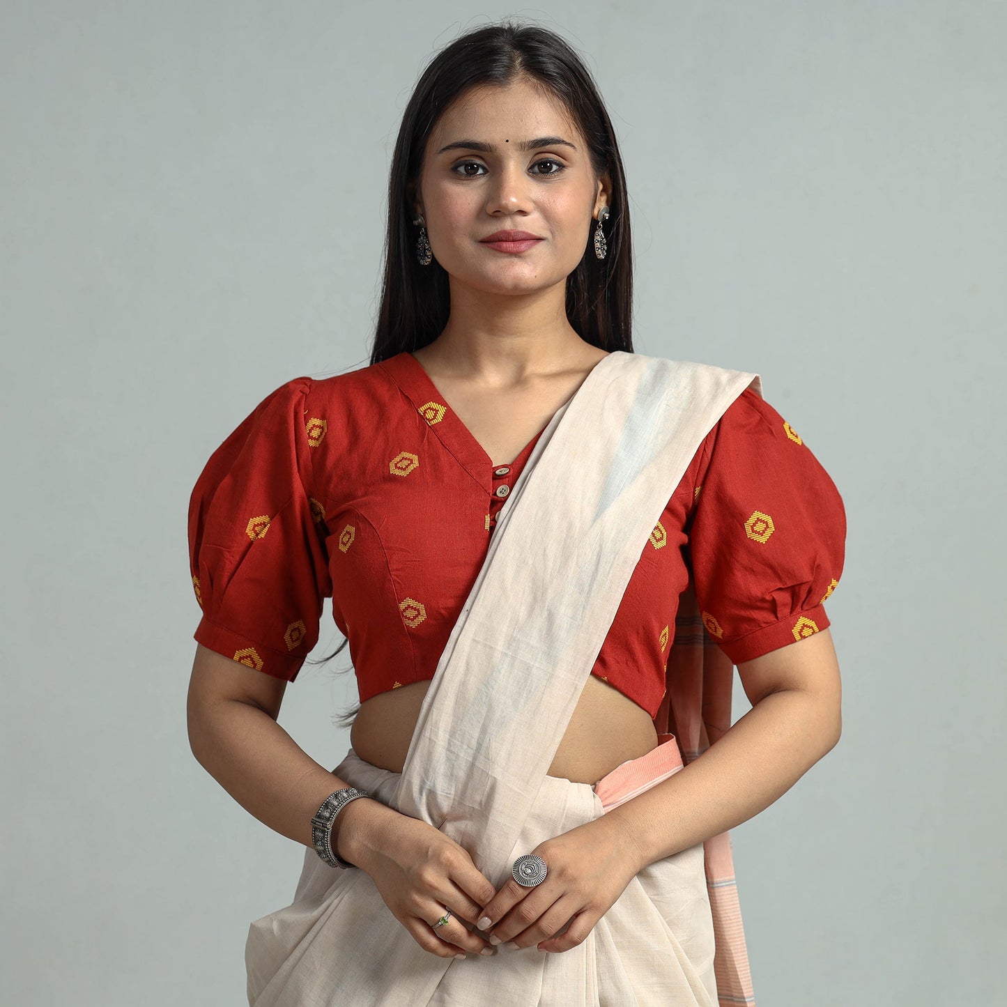 Buy Jacquard Weave Cotton Stitched Blouse