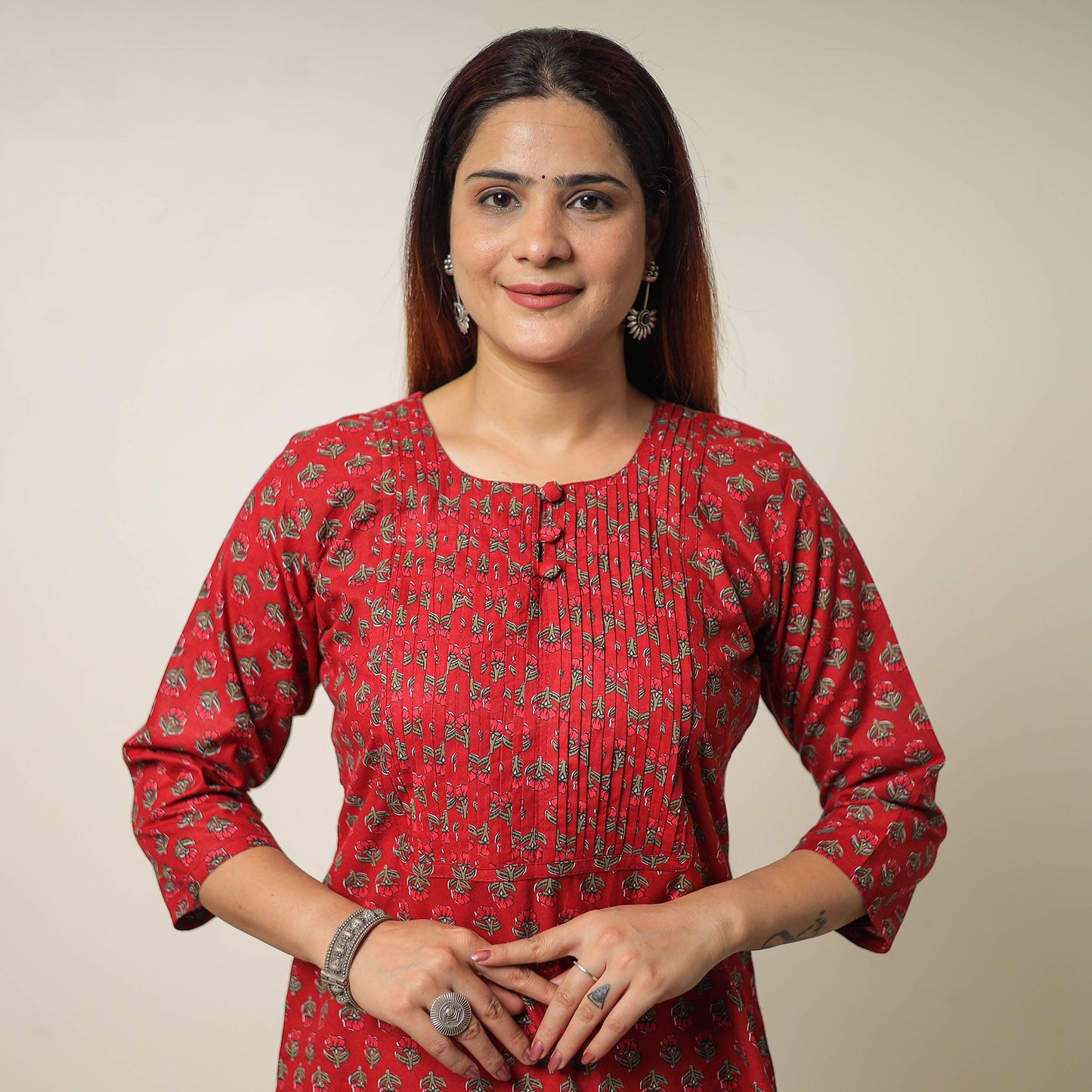 Jaipur Printed Cotton Pintuck Short Kurta
