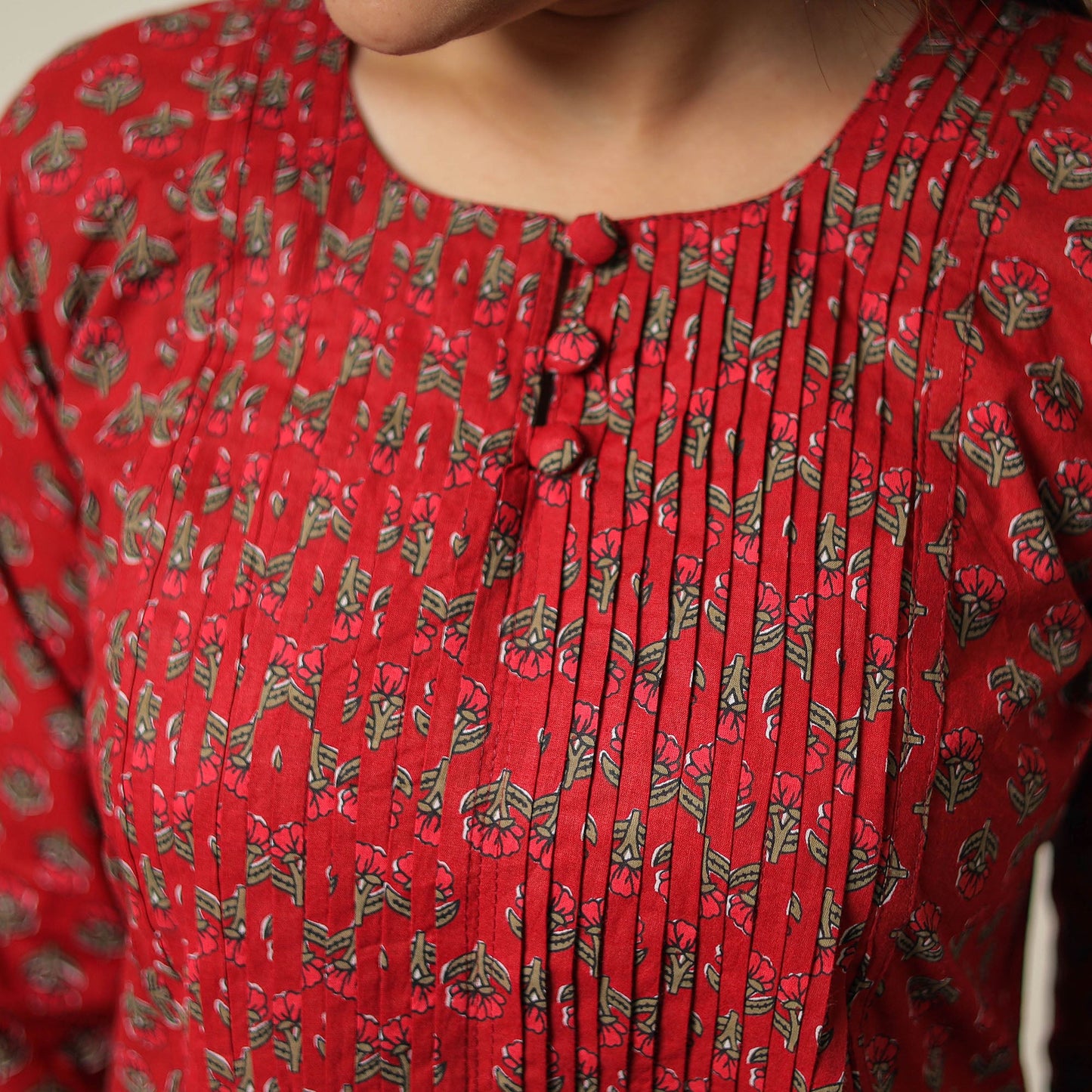 Jaipur Printed Cotton Pintuck Short Kurta