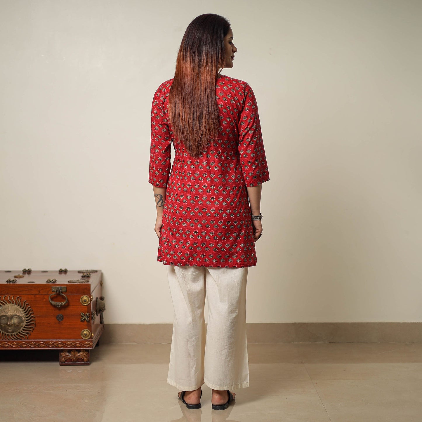 Jaipur Printed Cotton Pintuck Short Kurta
