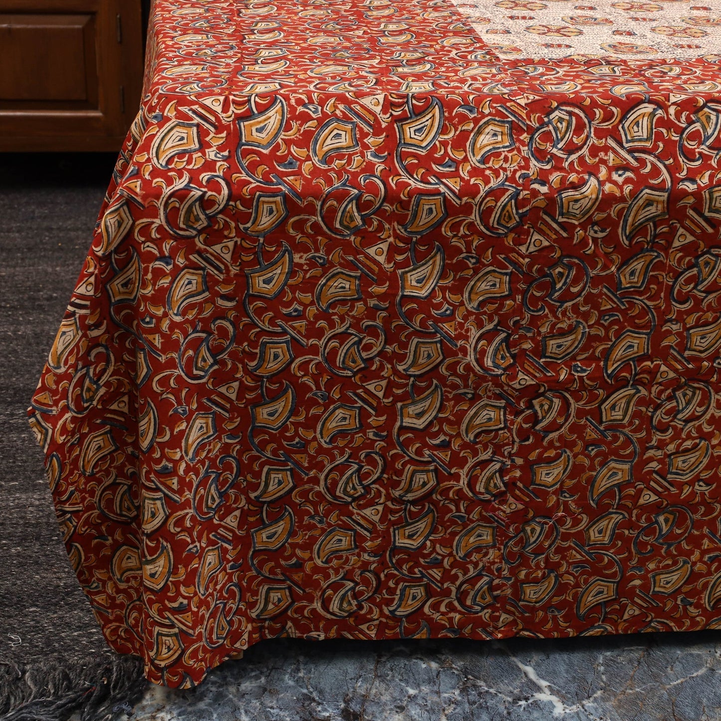 Kalamkari patchwork cotton bedsheet set 37 - handcrafted