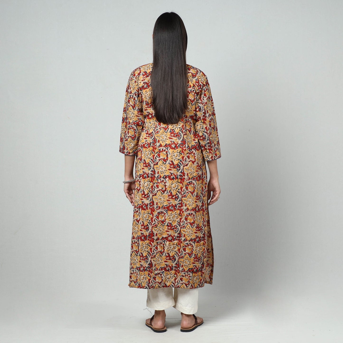 Kalamkari Block Printed Cotton Long Kurta For Women