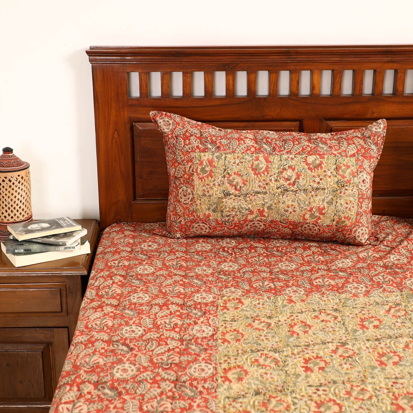 kalamkari double bed cover set