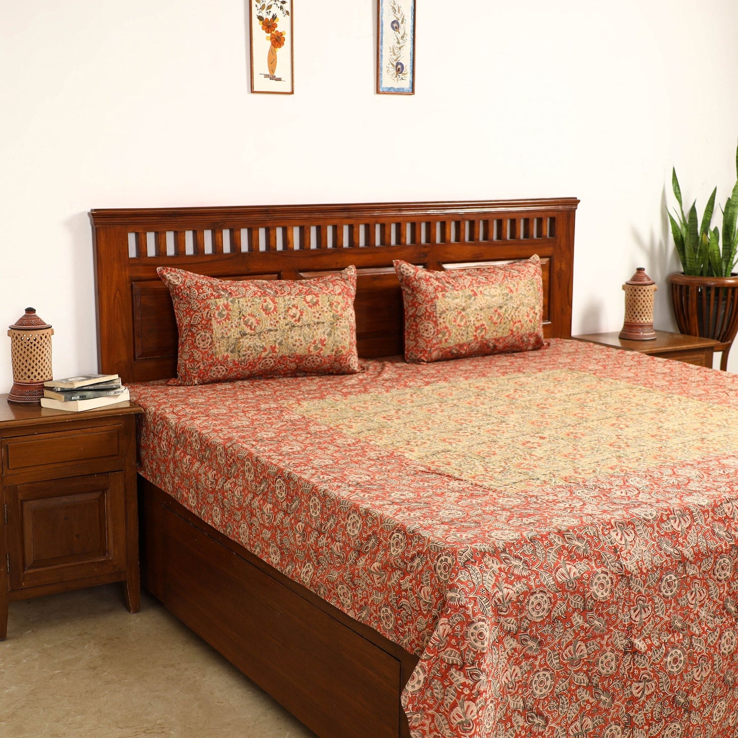 kalamkari double bed cover set