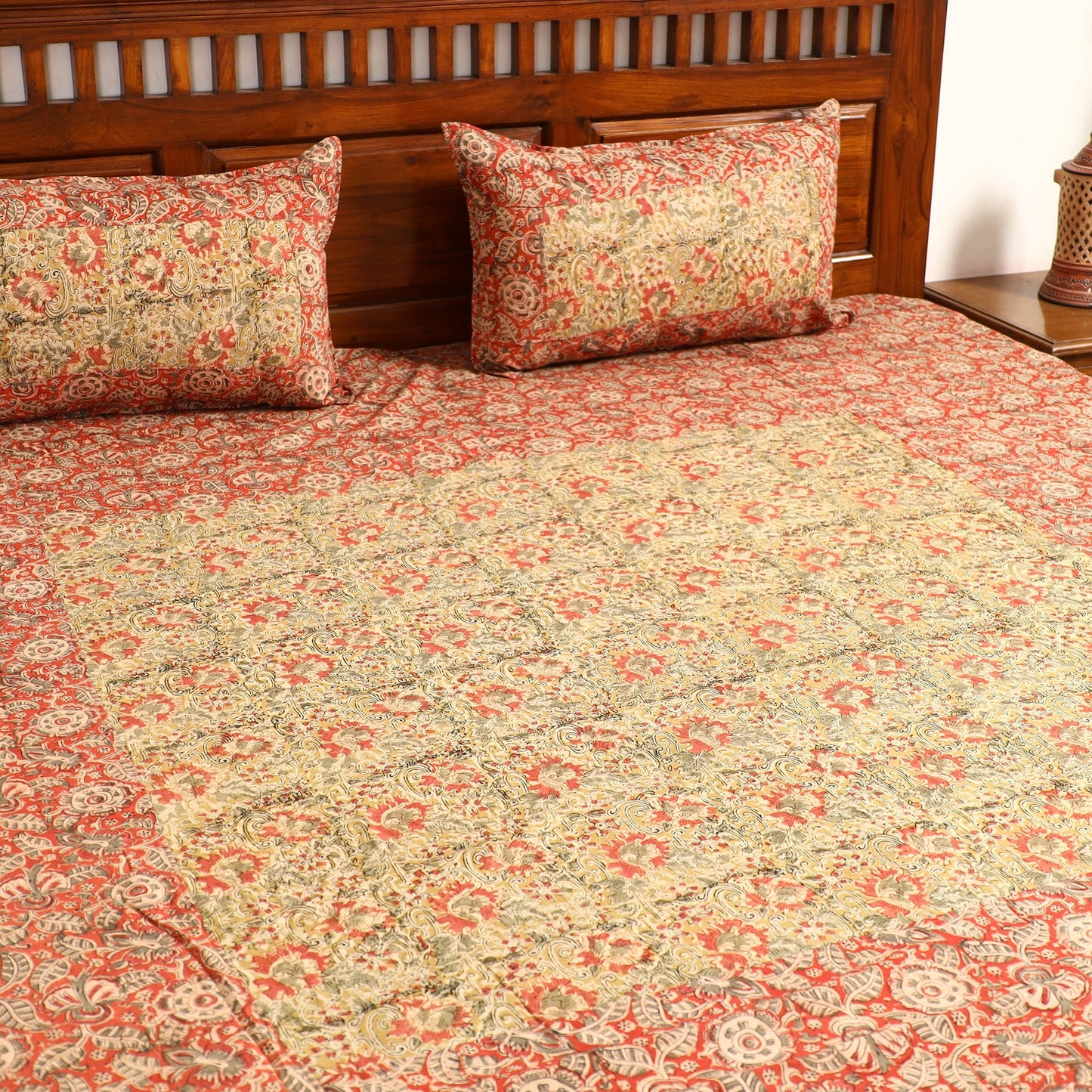 kalamkari double bed cover set
