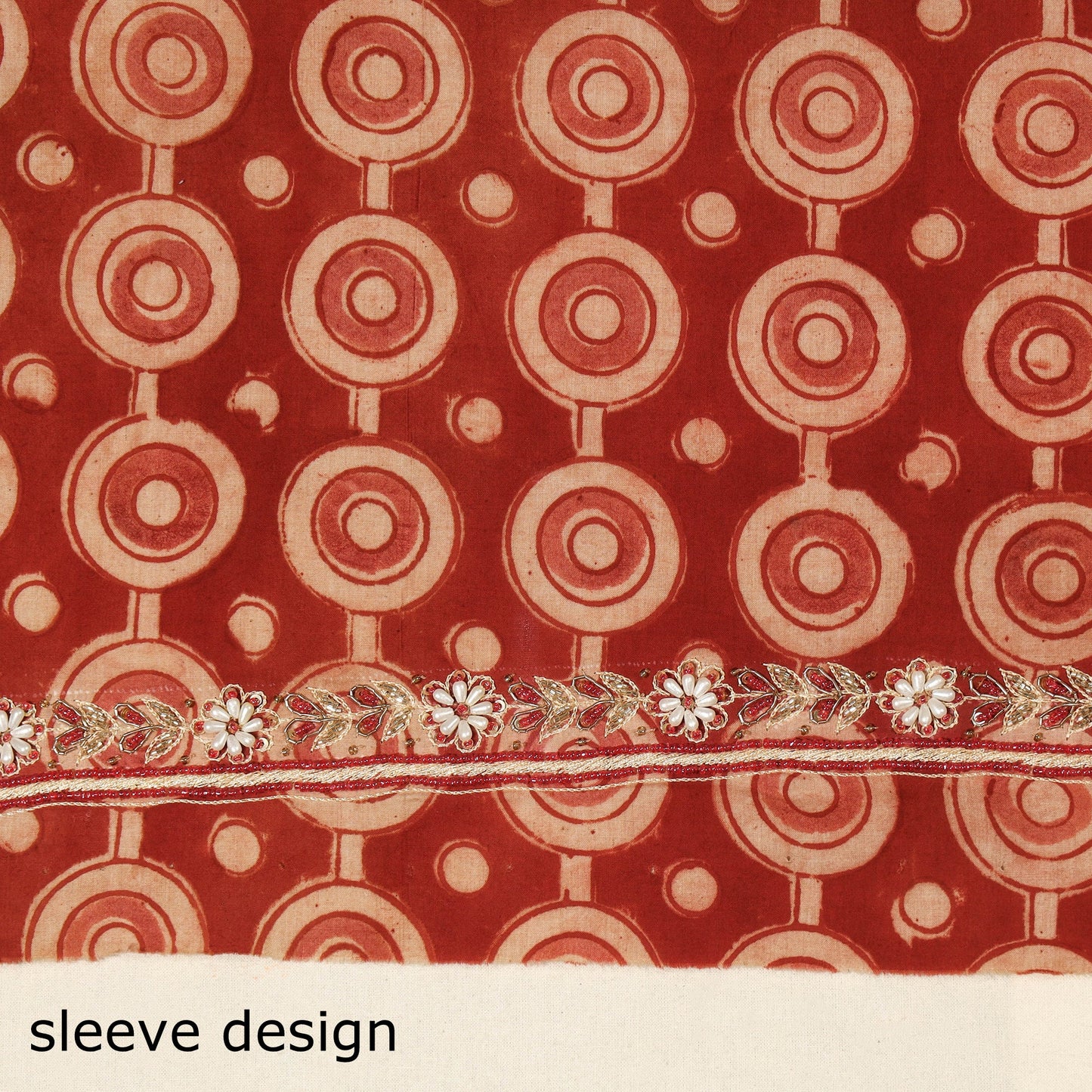 Red - kalamkari hand embroidery cotton blouse piece 29