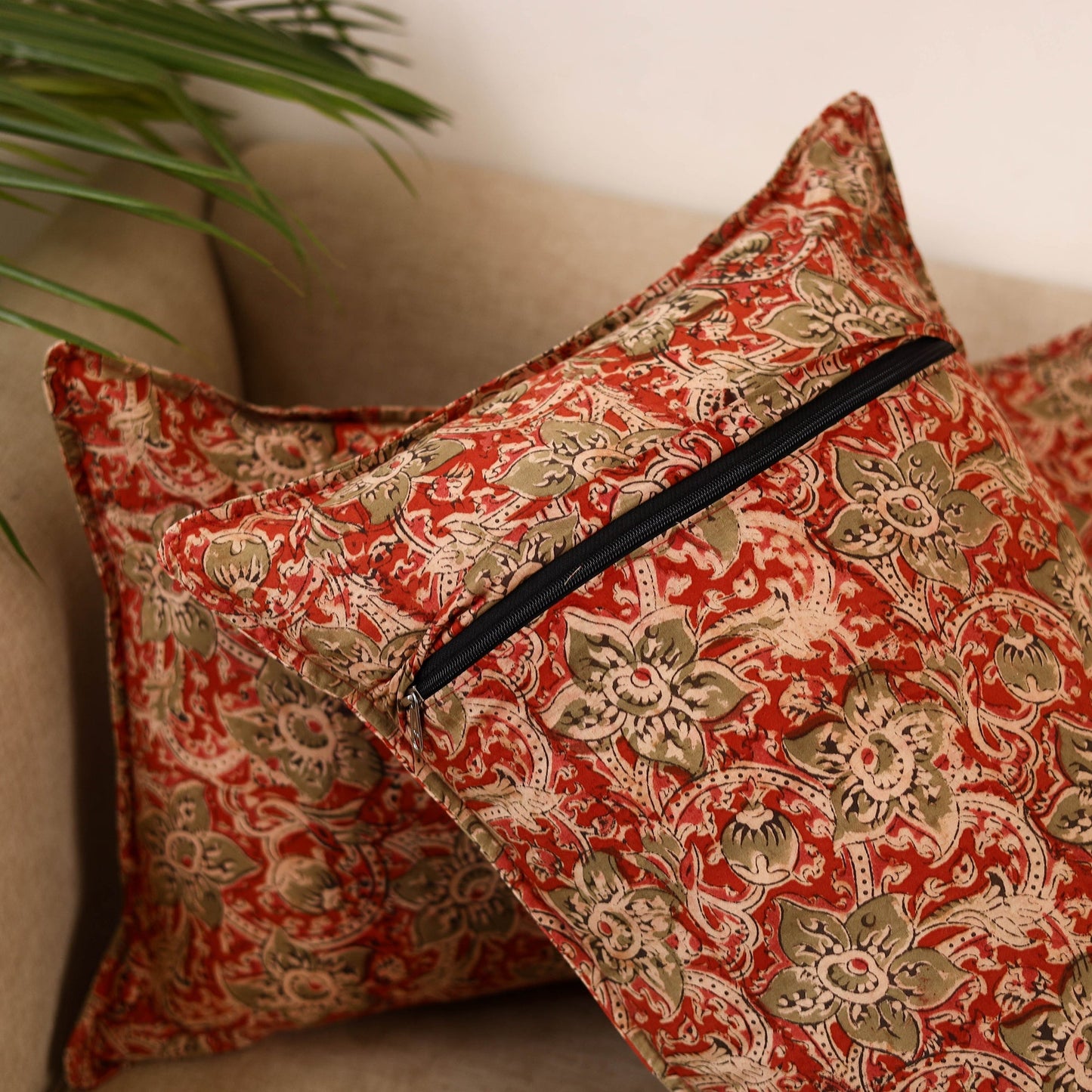 Kalamkari hand pillow cover (set of 2) 25 - handcrafted