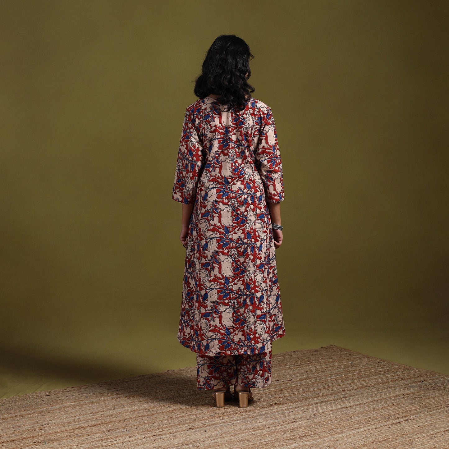 Kalamkari printed cotton 2pc kurta set for women 08