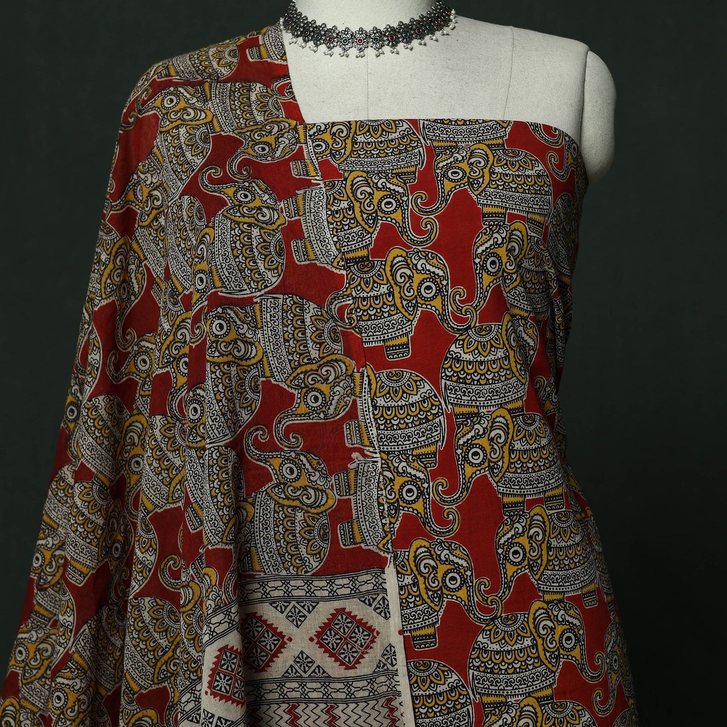 Kalamkari printed cotton 2pc unstitched dress material 08