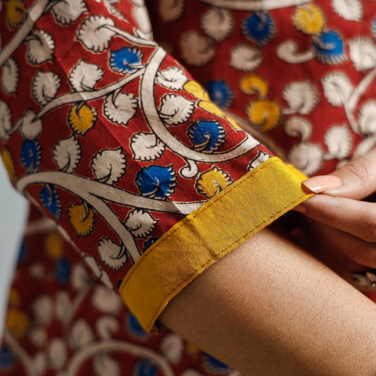 Kalamkari Printed Cotton Flared Kurta For Women