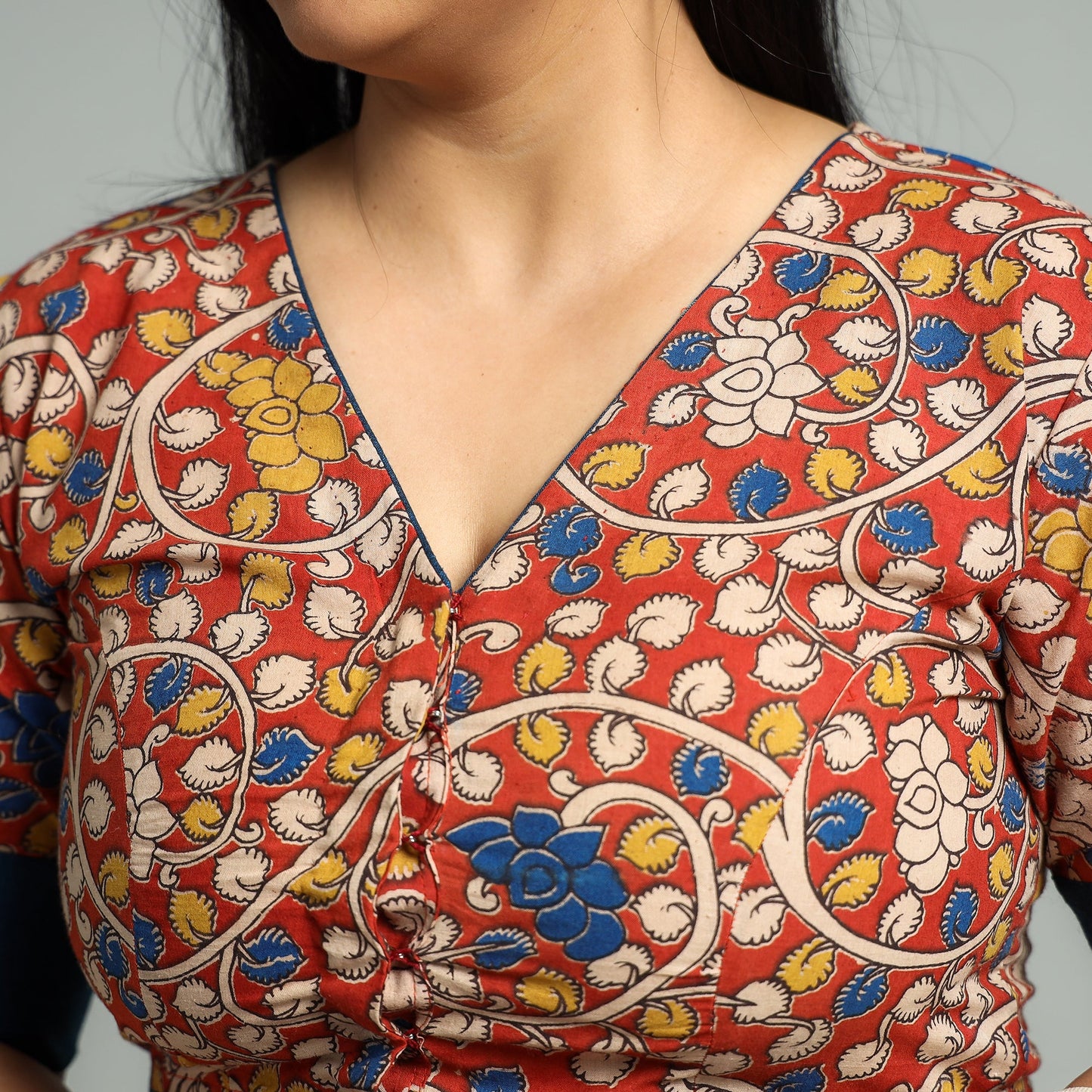 Buy Kalamkari Printed Cotton Stitched Blouse