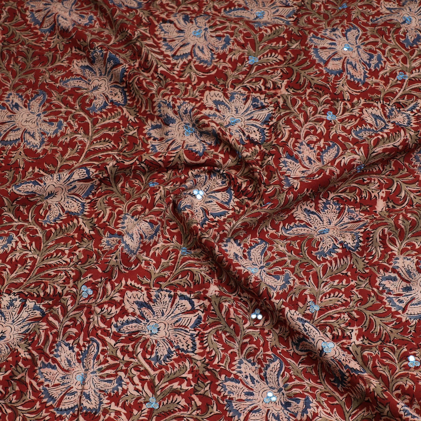 Buy Kalamkari Block Printed Sequin Work Cotton Kurta Material Online at itokri.com