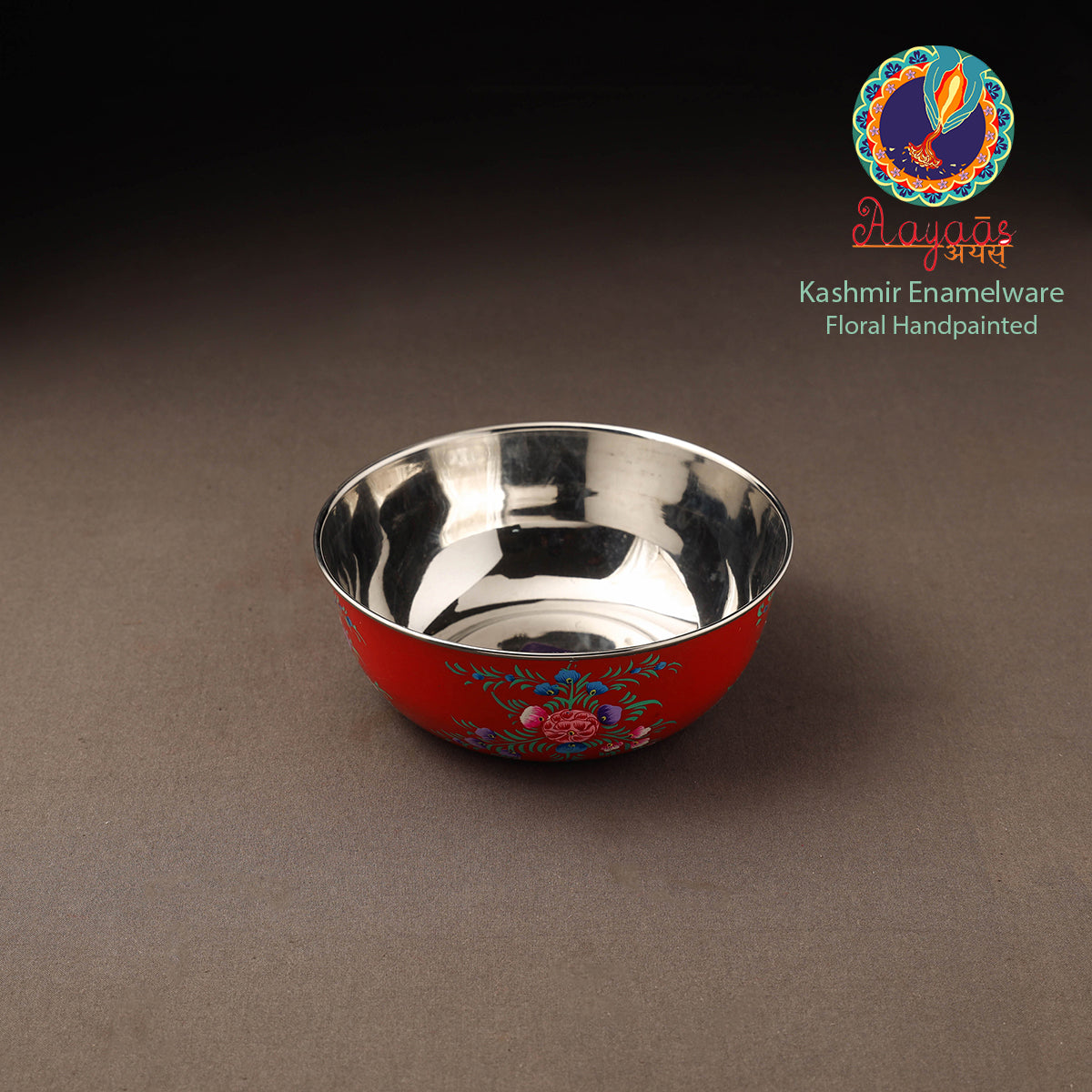 Kashmir enamelware floral handpainted stainless steel