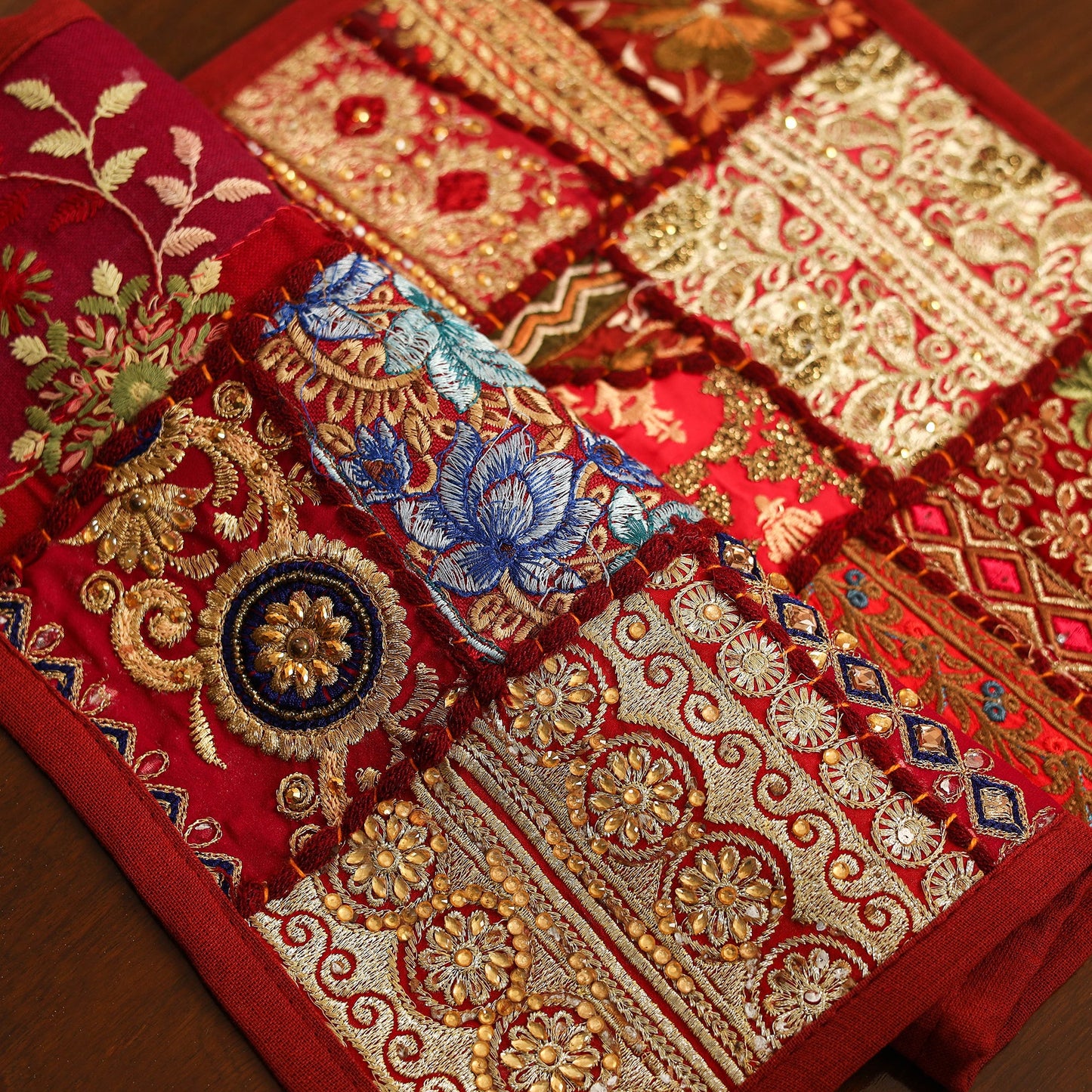 Red - khambadiya patchwork cotton table mats (set of 6) 10
