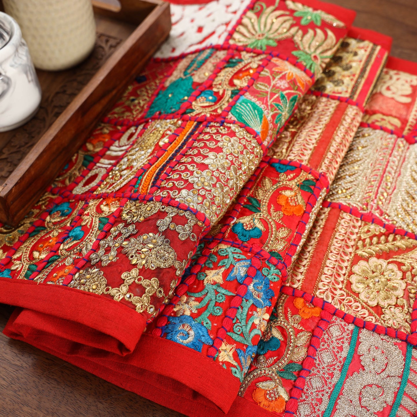 Khambadiya patchwork table runner (71 x 16 in) 07