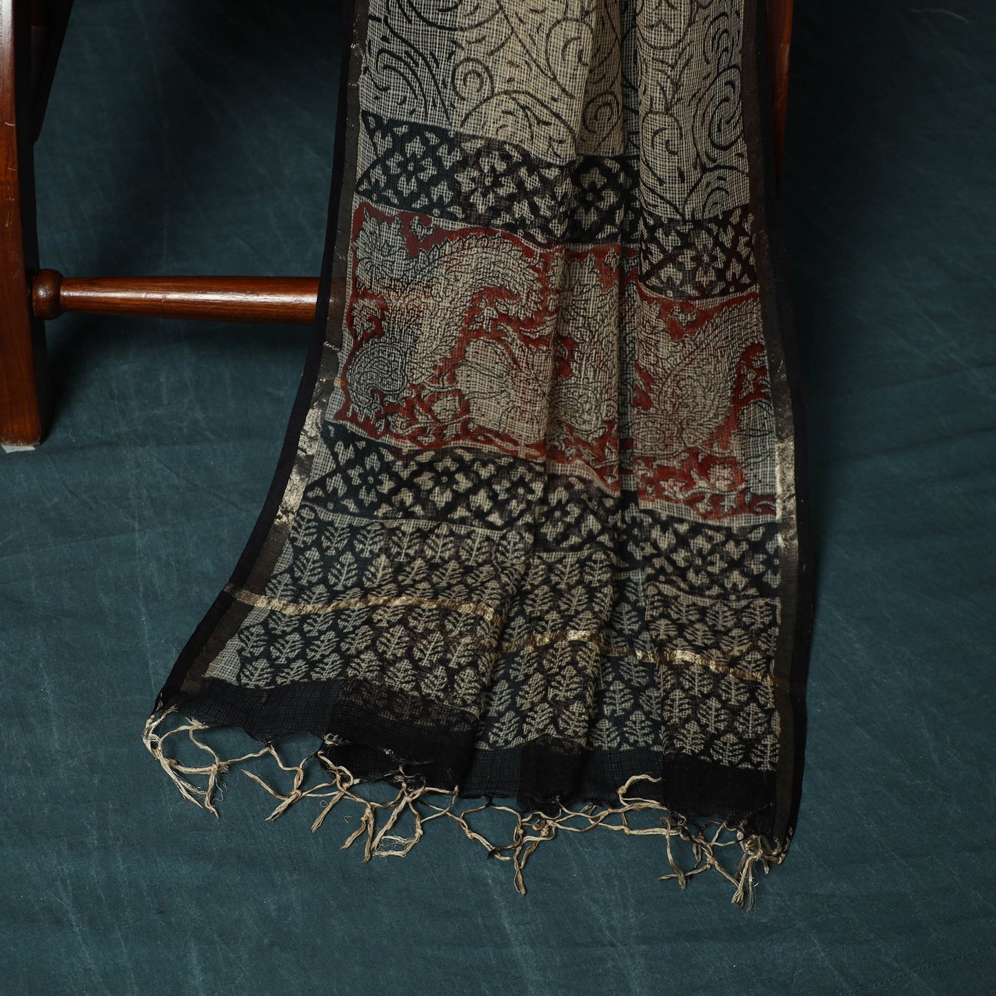 Kota doria cotton hand block bagru print 3pc unstitched