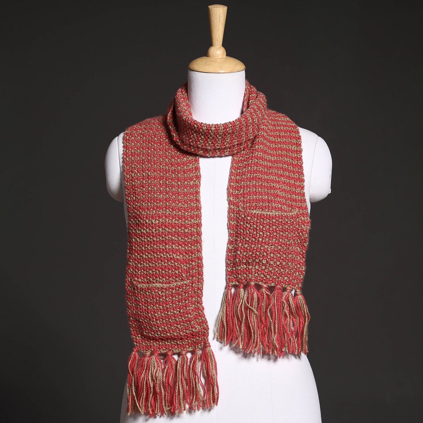 Kumaun Hand Knitted Woolen Muffler with Pockets
