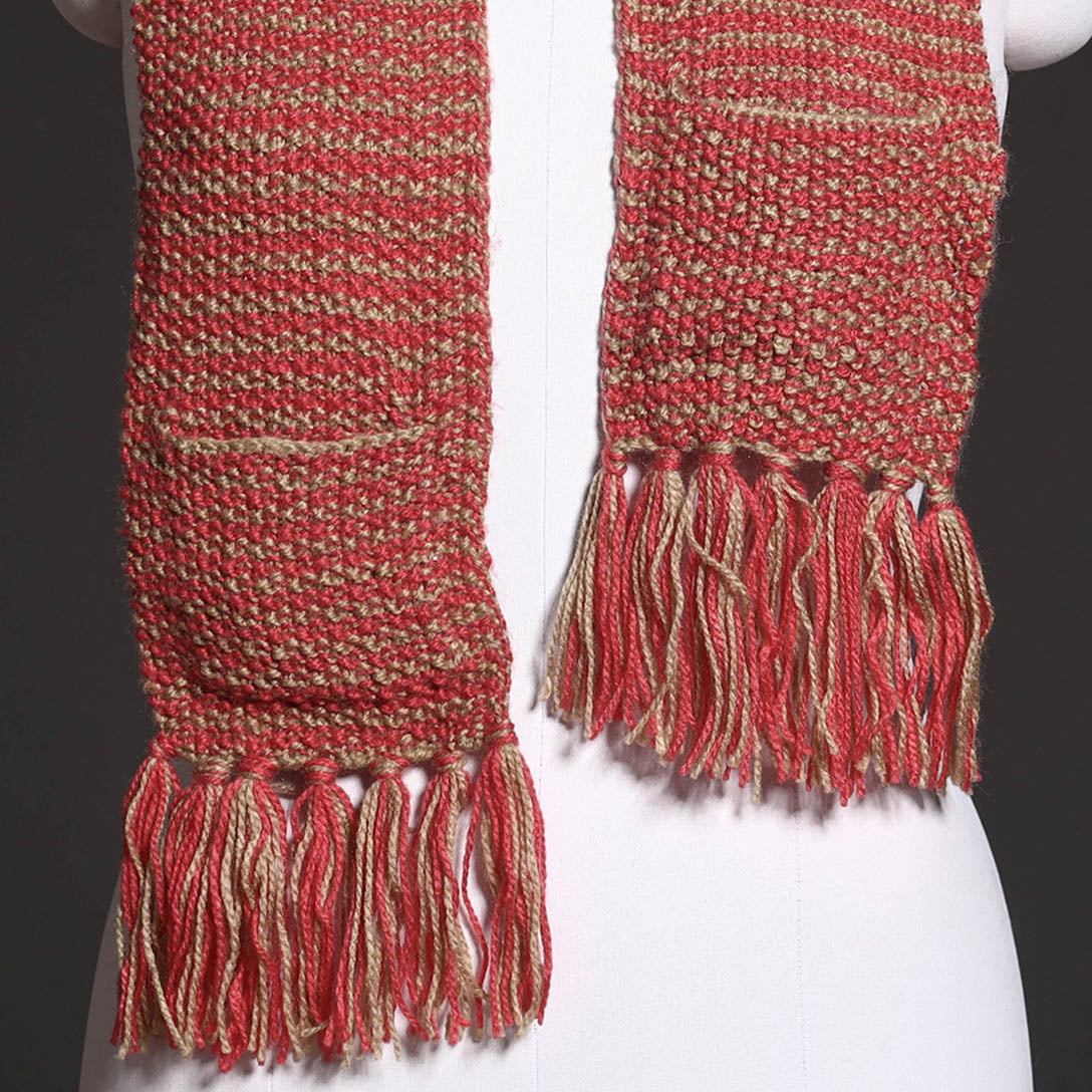 Kumaun Hand Knitted Woolen Muffler with Pockets