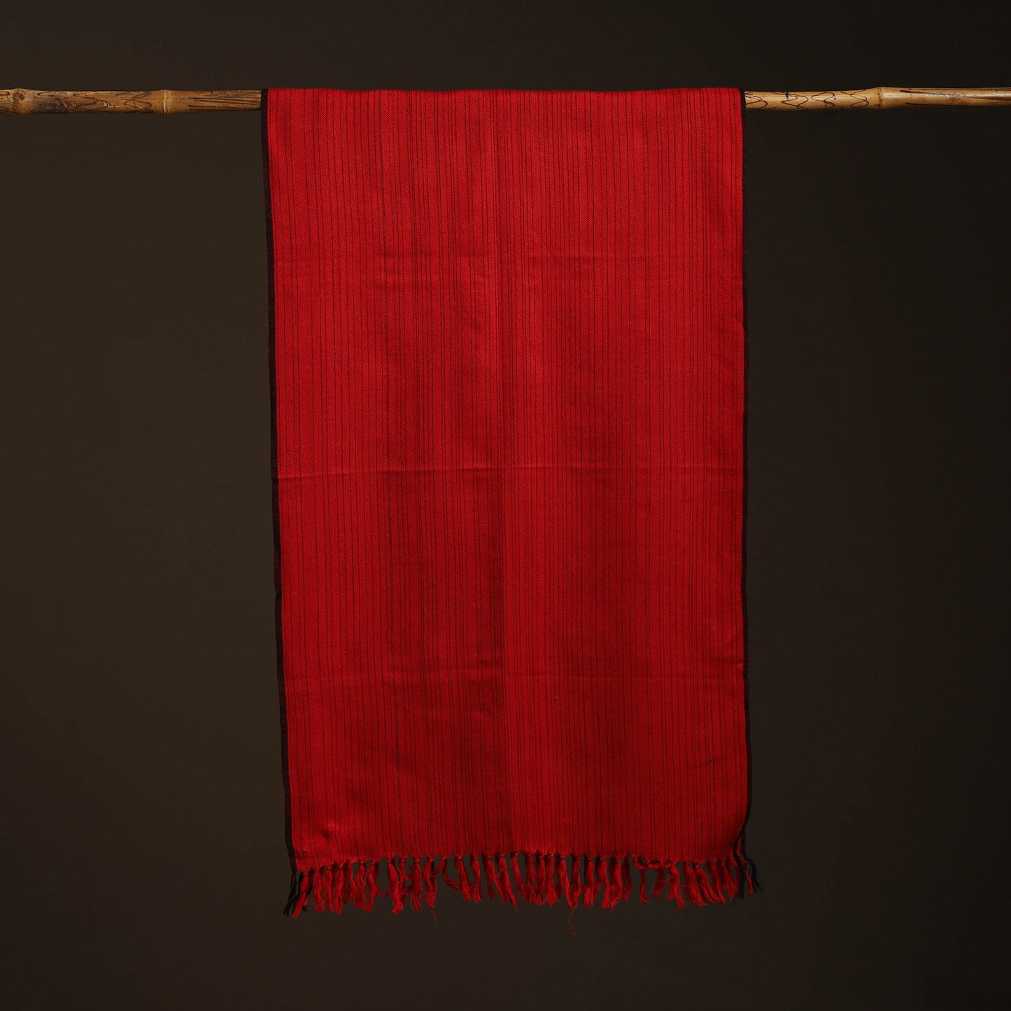 Red - kumaun handwoven merino wool stole 85 - handcrafted