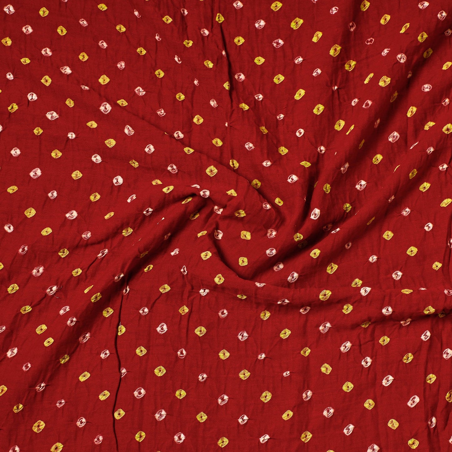 Kutch Bandhani Tie-Dye Satin Cotton Precut Fabric