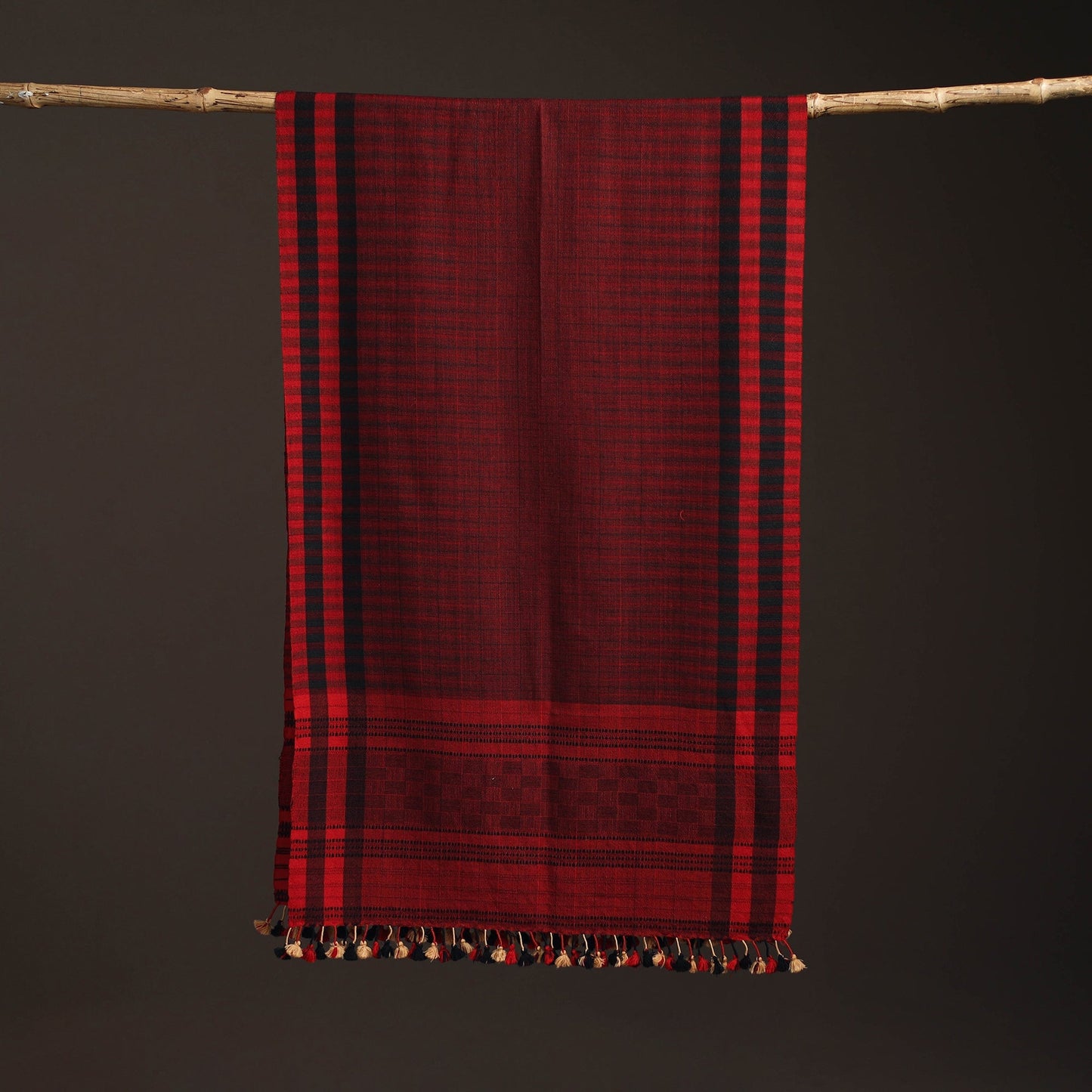 Kutch bhujodi handwoven merino wool stole 208 - handcrafted