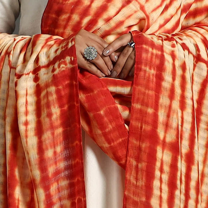 Red Kutch Bhujodi Weaving Handloom Cotton Dupatta