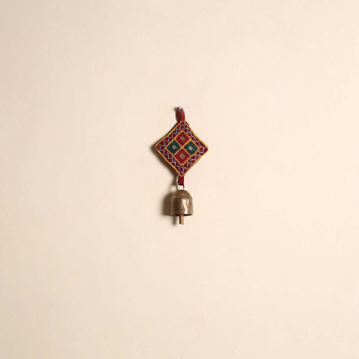 Kutch embroidery copper coated iron bell keychain 05