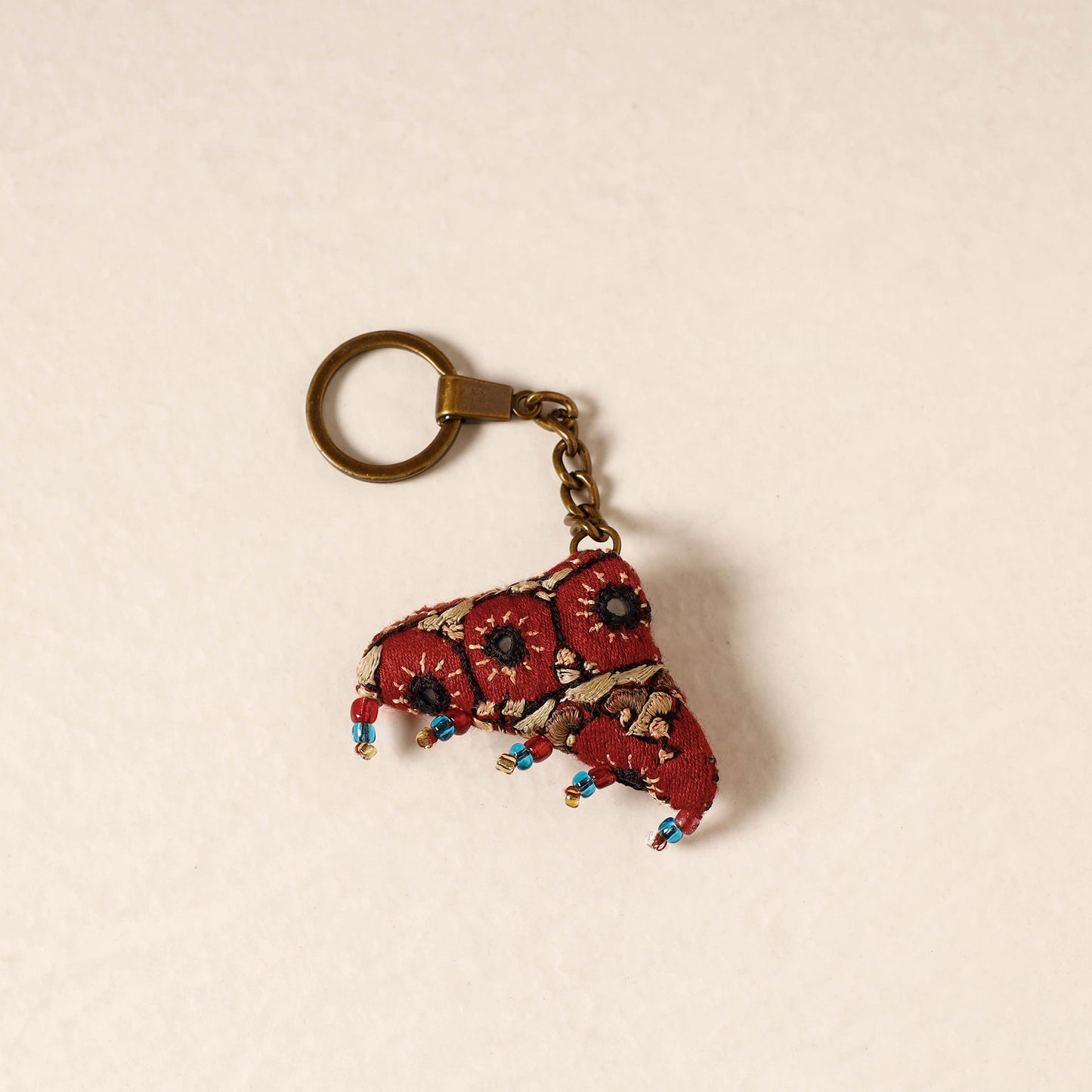 Red Kutch Embroidery Handmade Keychain