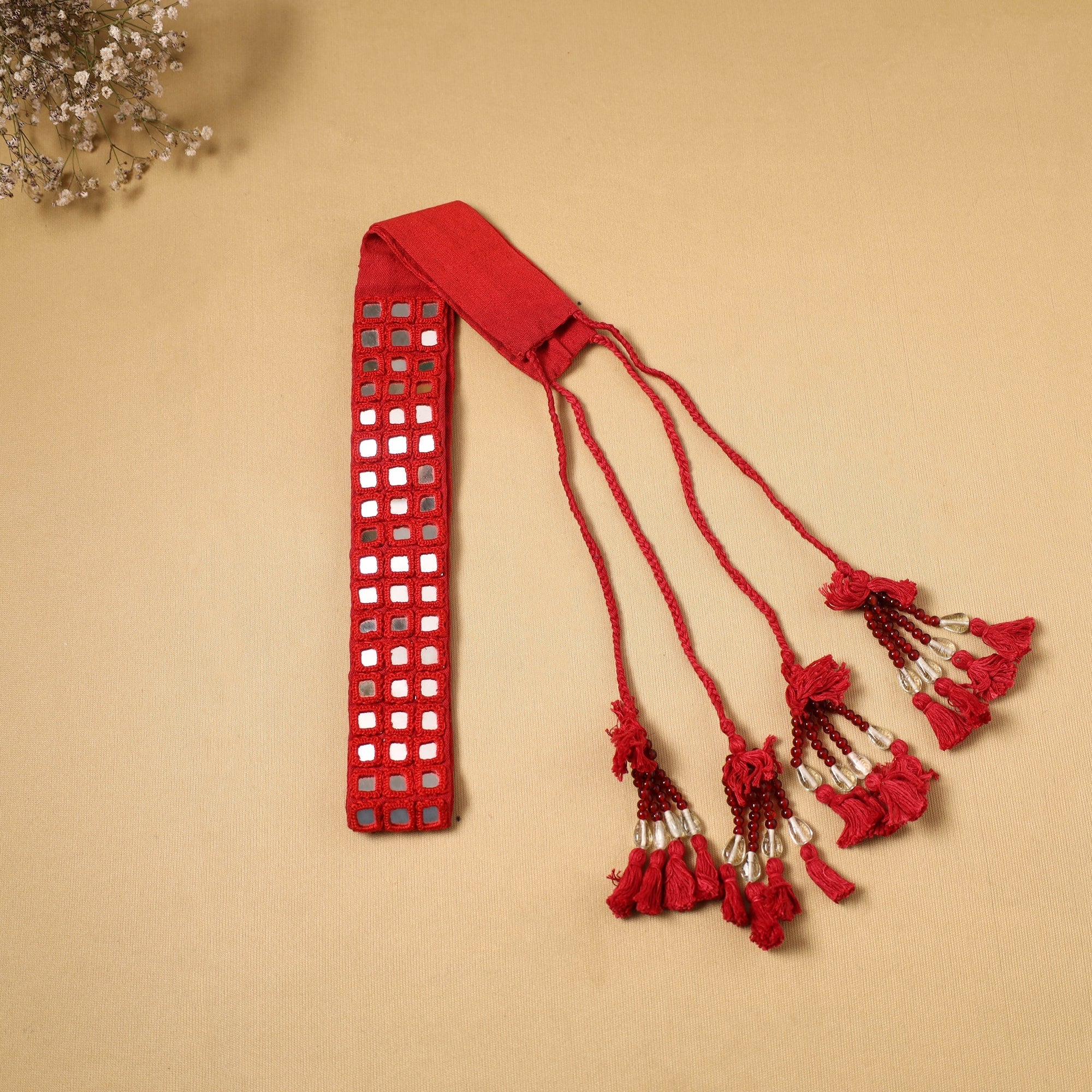 red waist belt for saree
