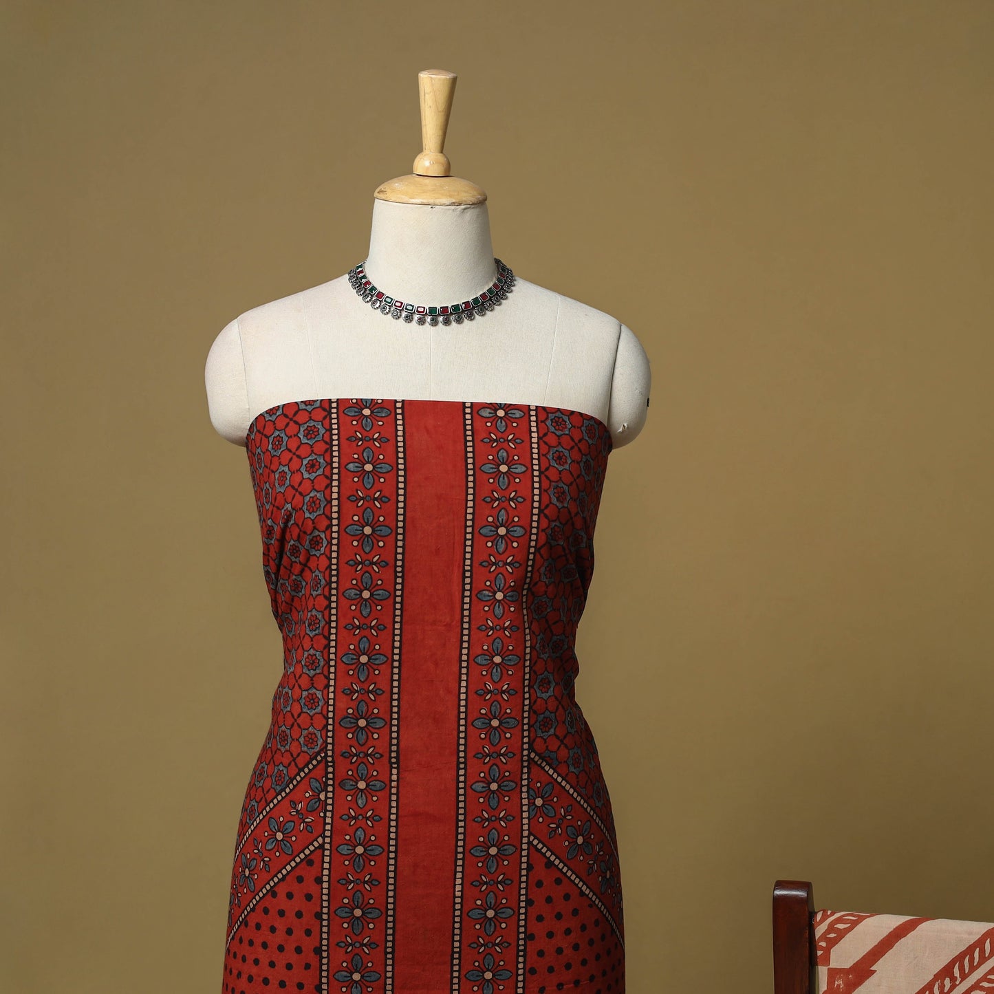 Kutch hand natural dyed 3pc unstitched dress material 02