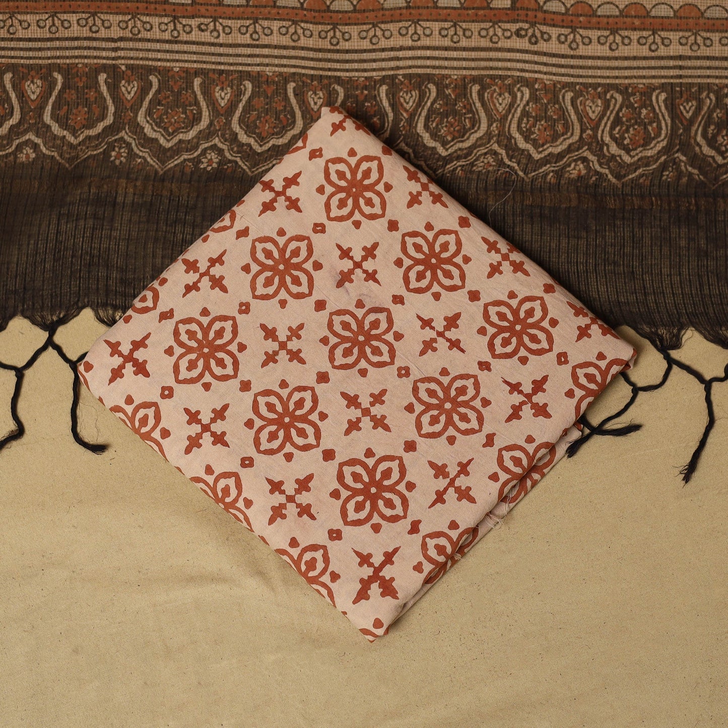 Kutch hand natural dyed 3pc unstitched dress material 16